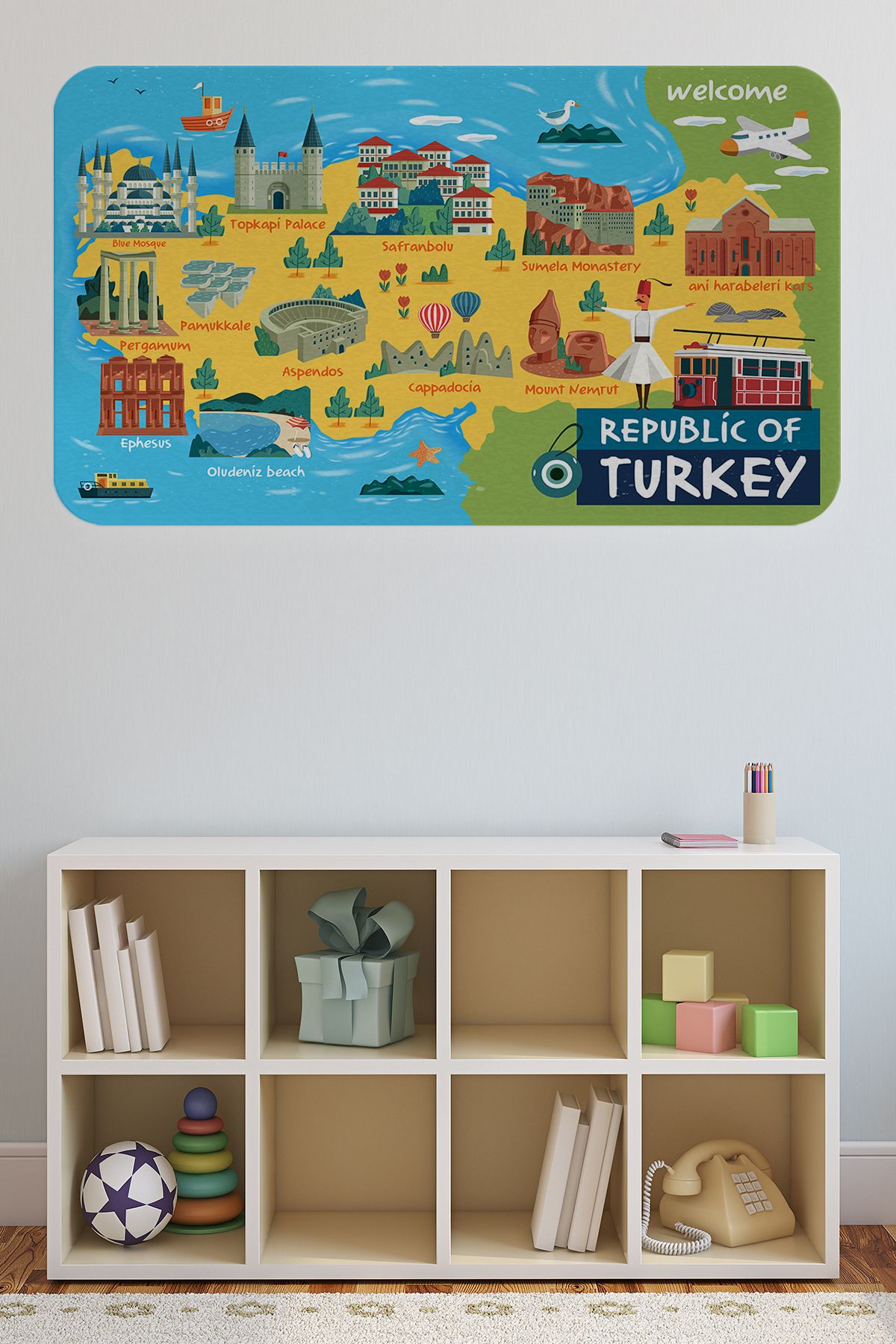 Doğal Bizden DB Eğitici ve Öğretici Cocuk Odası Türkiye Haritası Duvar Sticker-60x105-3871