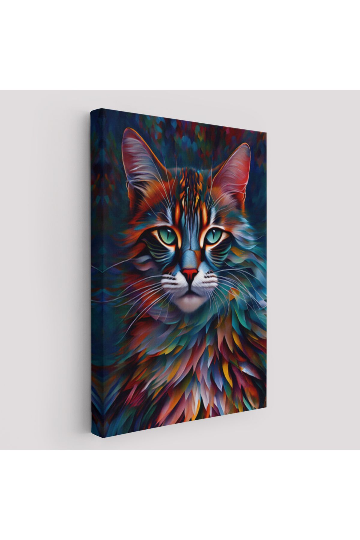 Anılfashion Renkli Karizmatik Kedi Dekoratif Duvar Tablosu-6225