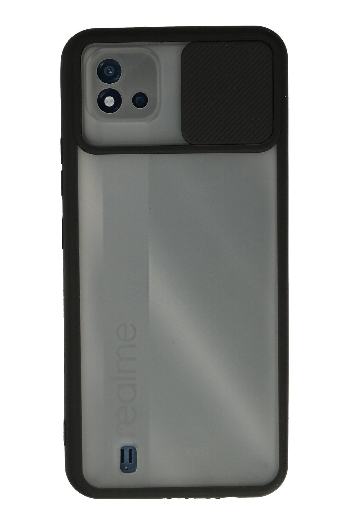 NewFace Realme C11 2021 Kılıf Palm Buzlu Kamera Sürgülü Silikon - Siyah GLSTD
