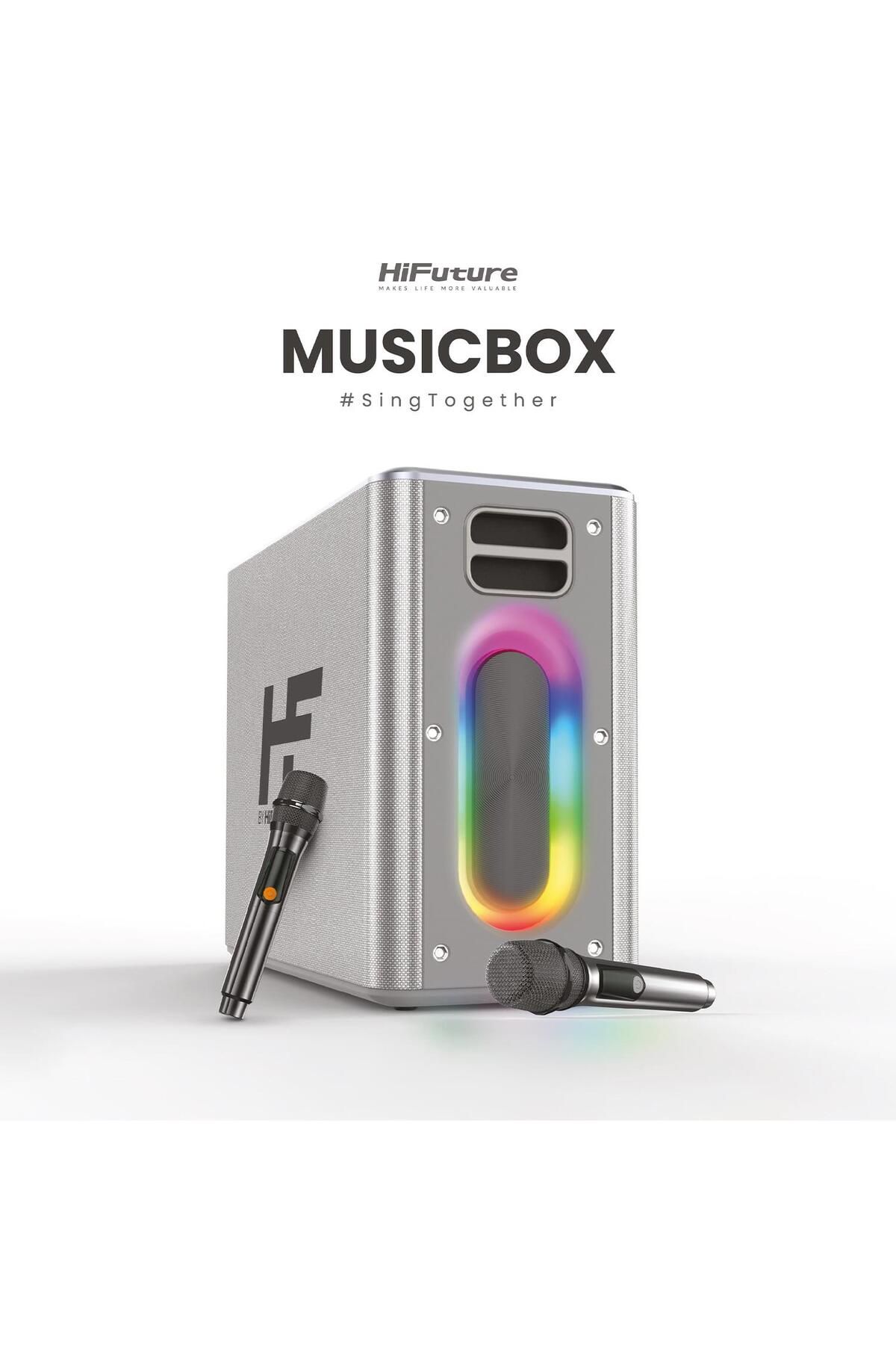 HiFuture-Musicbox 2 - 100W Speaker, Wireless Tws Karaoke, 2 Microphone, Rgb Illuminated Silver 2