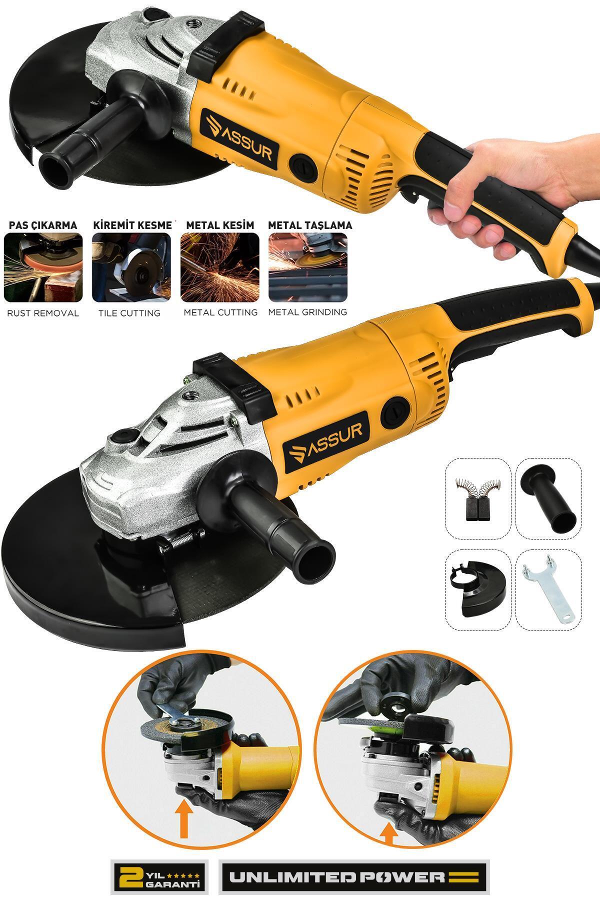 ASSUR 2200w Metal Şanzıman 230 mm Büyük Spiral Taşlama