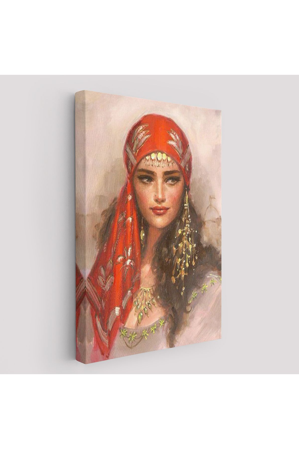 Anılfashion Kırmızı Başörtülü Güzel kadın Duvar Tablosu-6206