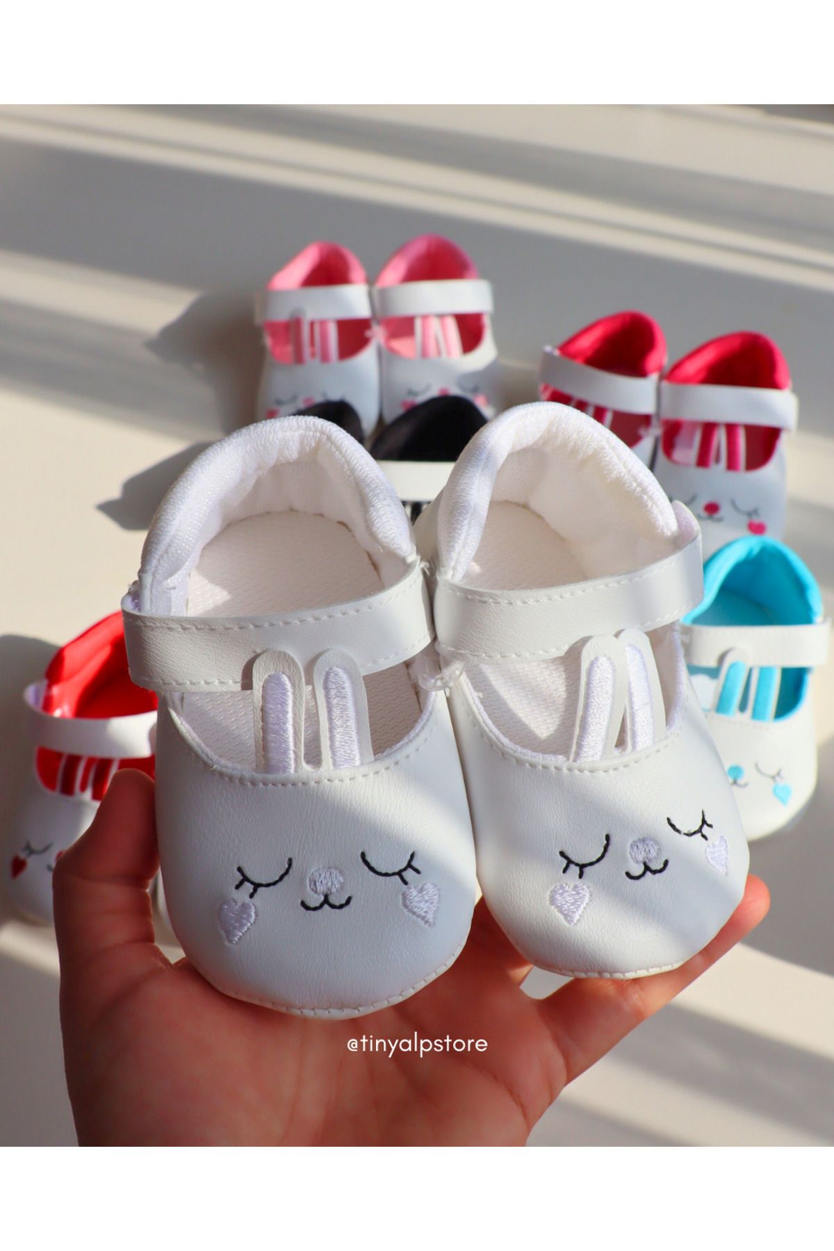 TinyAlp-Rabbit Ear Soft Colorful Design Embroidered Patterned Soft Sole Baby Girl Shoes 2