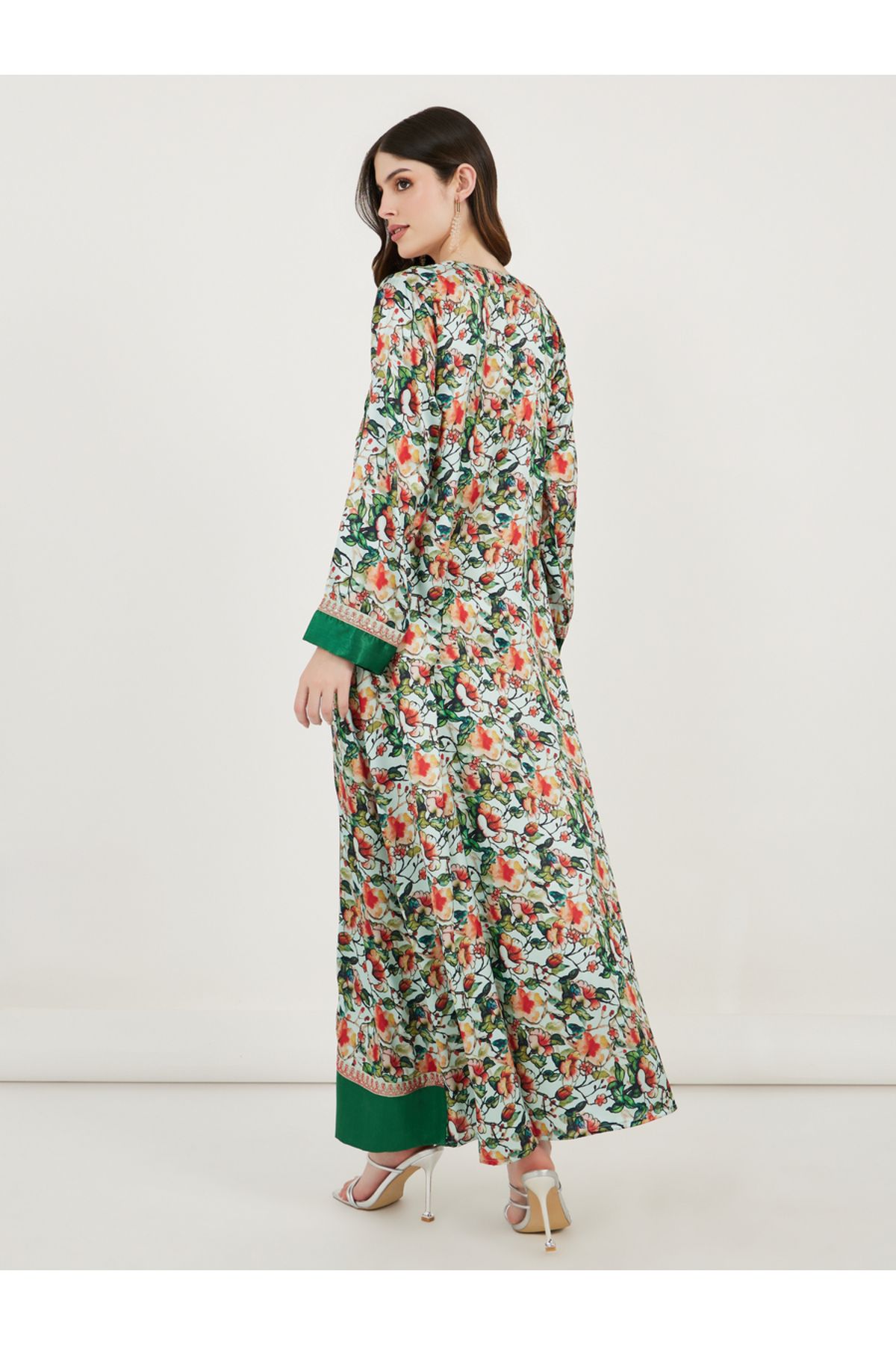 Maxim Creation By Styli-All Over Print Kaftan Dress with Threadwork 5