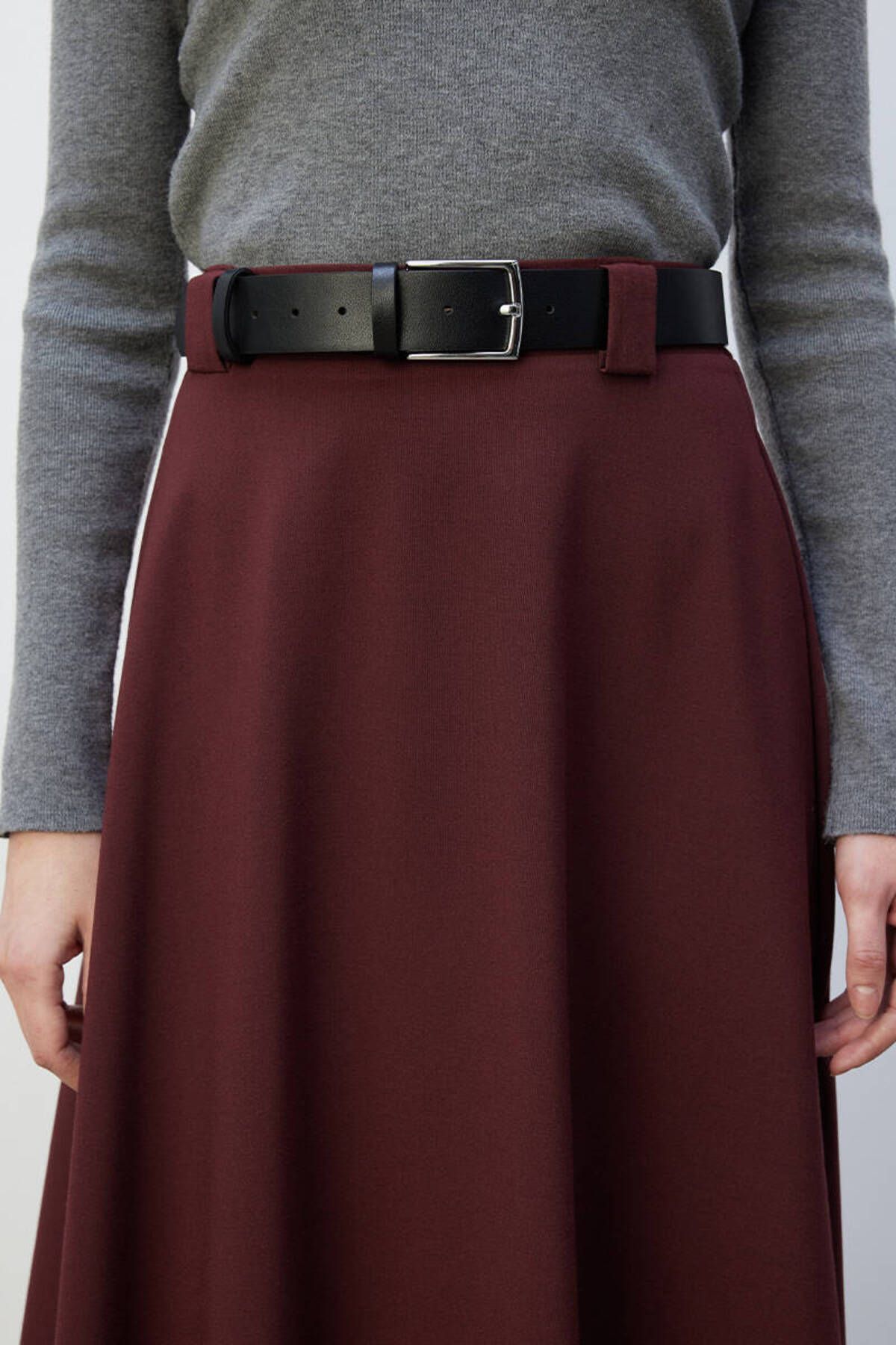 BE BLUE-Claret Red Flounce Skirt 7