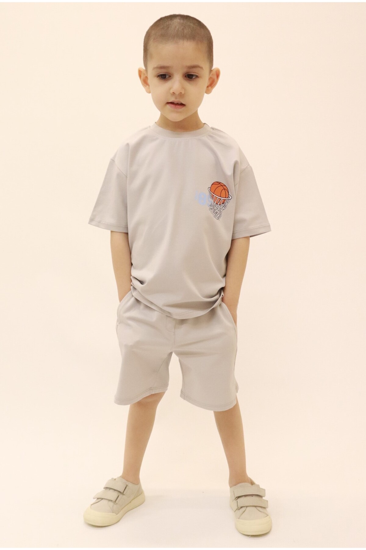 BALKABAĞI Basketbol Gri T-shirt / Şort Erkek Çocuk Takım (2-9 Yaş) MTYE0054 fotoğrafı 3 (önizleme)