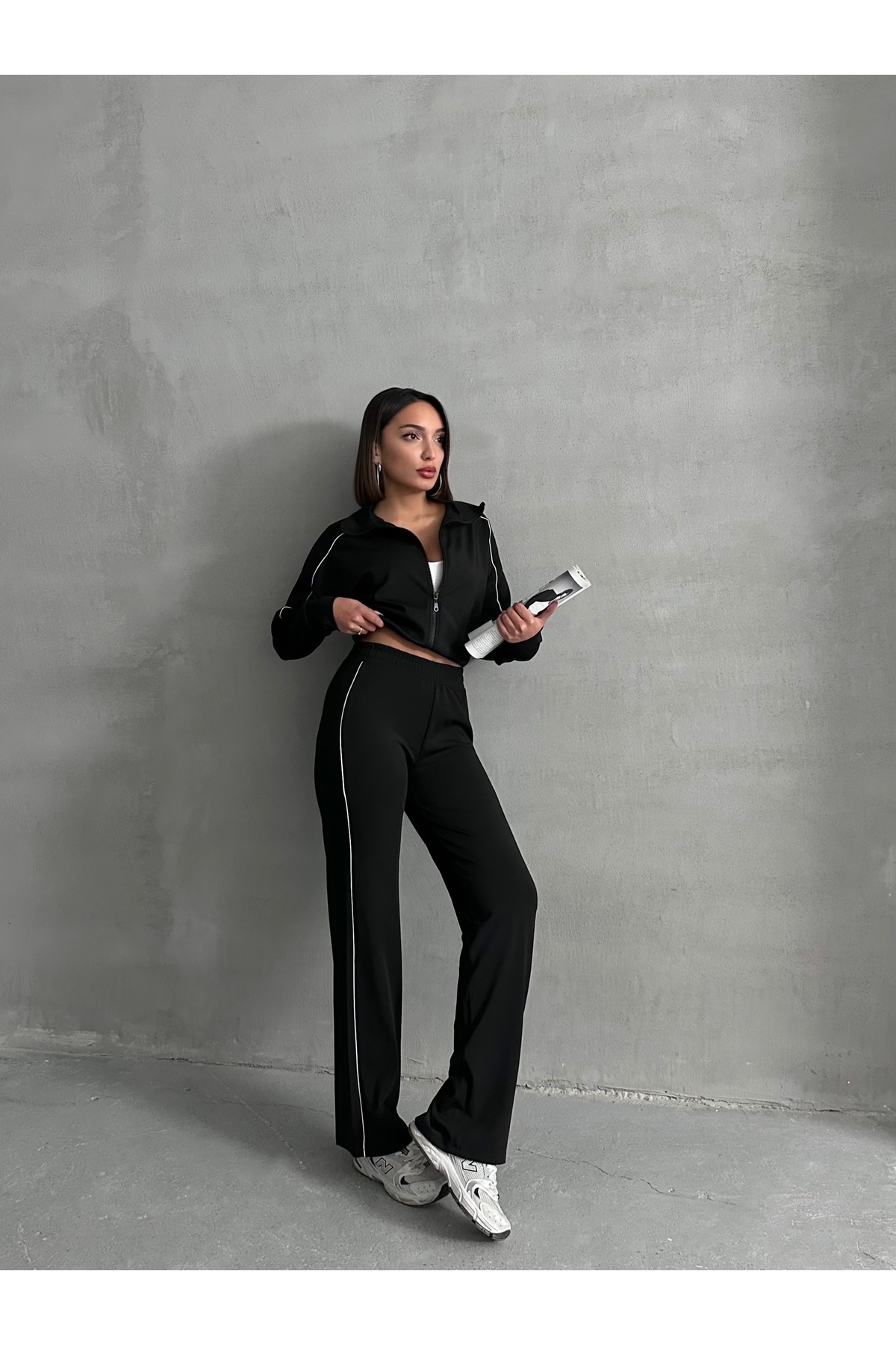 Miss Prova  Biye Detaylı Dalgıç\Scuba Kumaş Eşofman Altı MISSEA2518 - Görsel 3