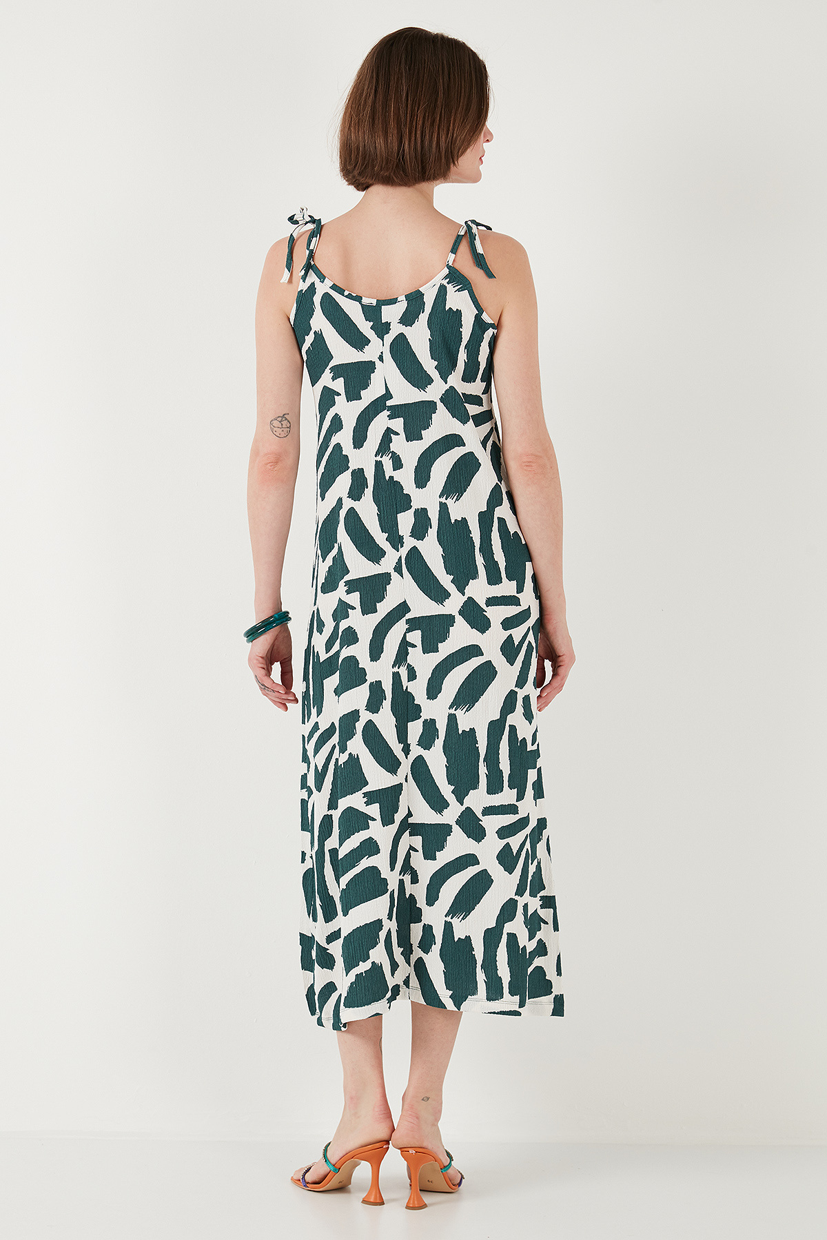 Lela-Print Midi Length Oversize Fit Tie Drawstring Crew Neck Dress Dress 5869009 6