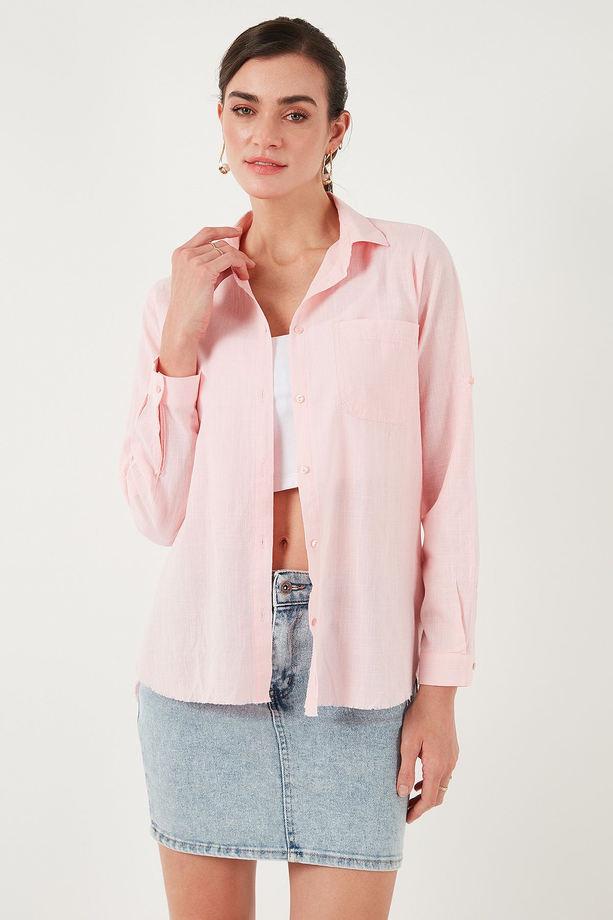 Lela-Cotton Regular Fit Pocket Shirt Shirt Cf25S16992 6