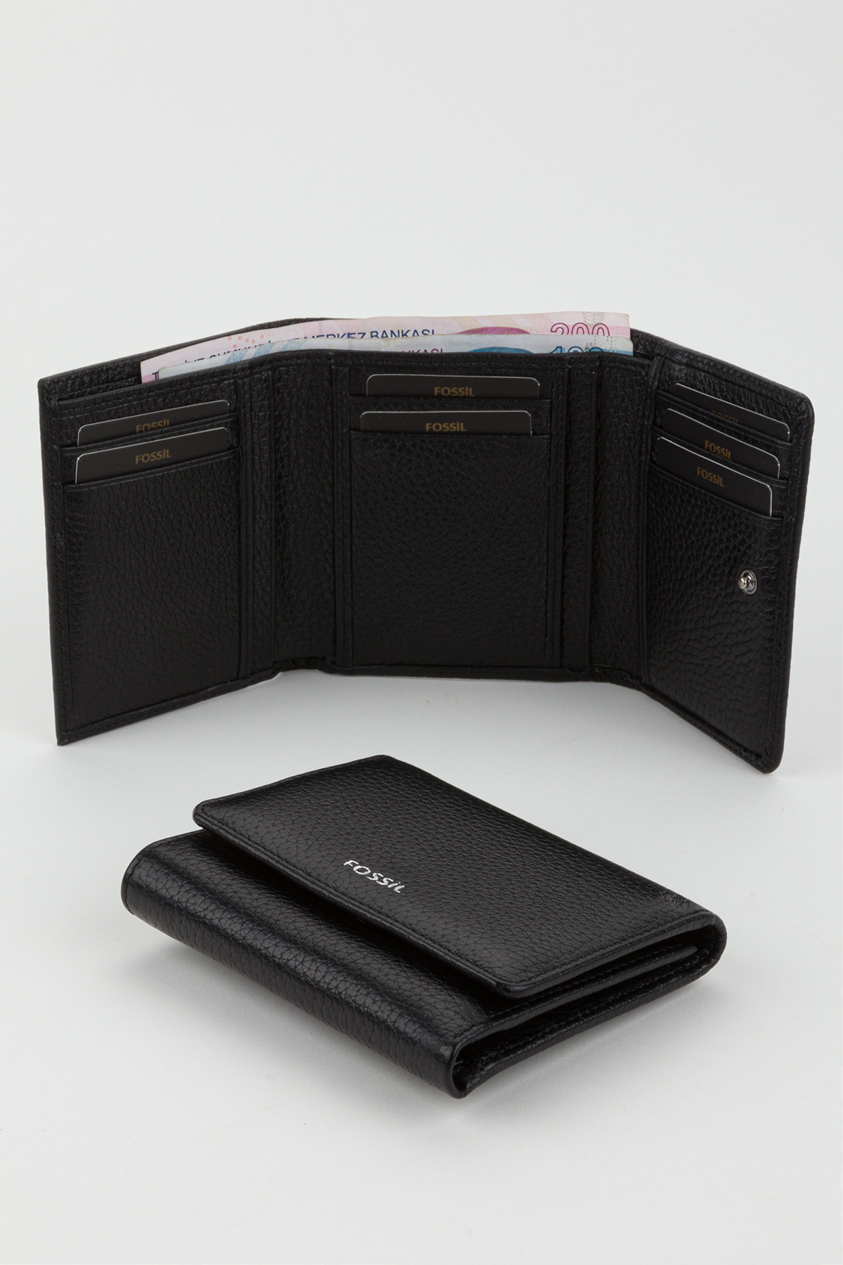 Fossil-Boxed Genuine Leather Black Women's Hand Portfolio Card Holder Wallet 1