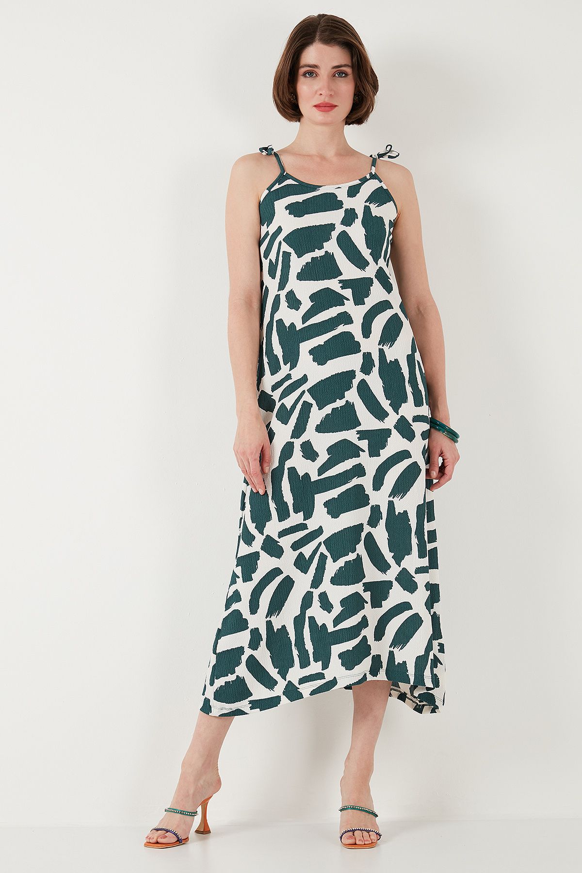 Lela-Print Midi Length Oversize Fit Tie Drawstring Crew Neck Dress Dress 5869009 4