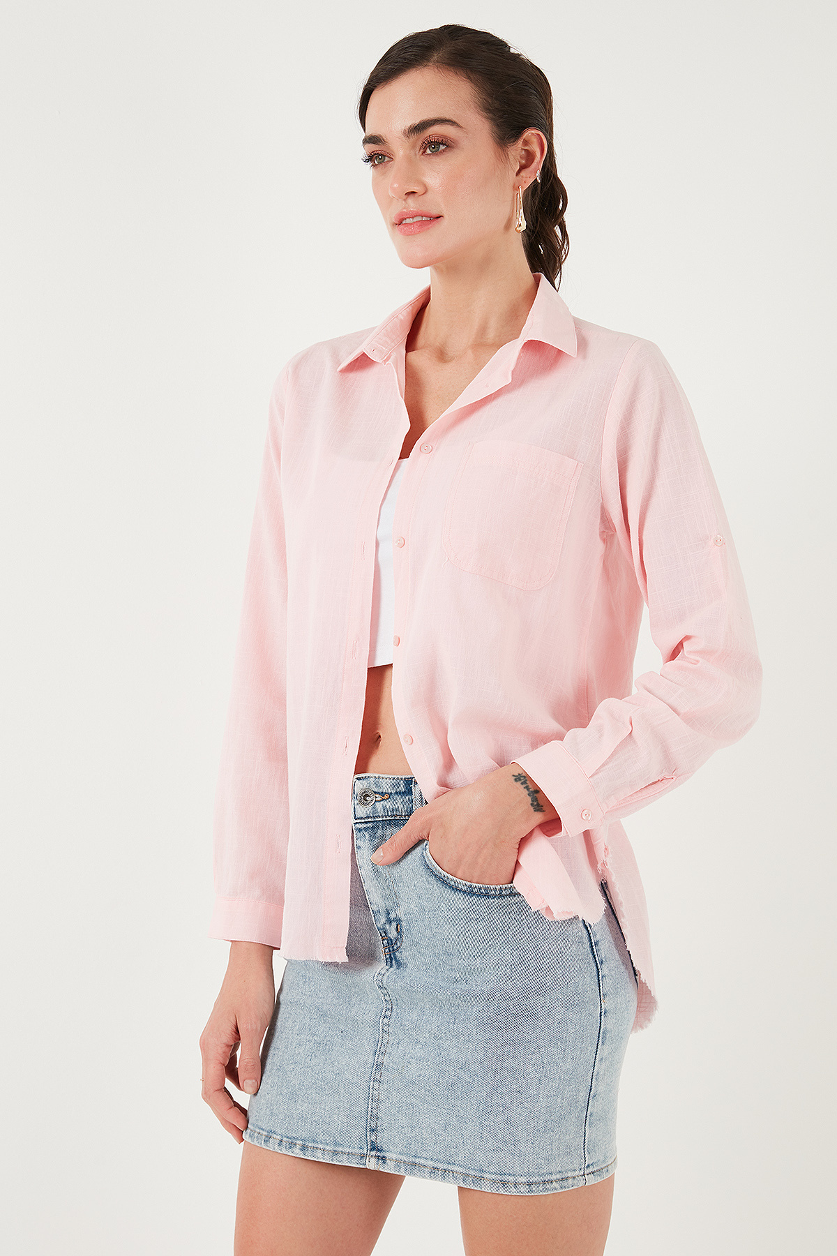 Lela-Cotton Regular Fit Pocket Shirt Shirt Cf25S16992 3
