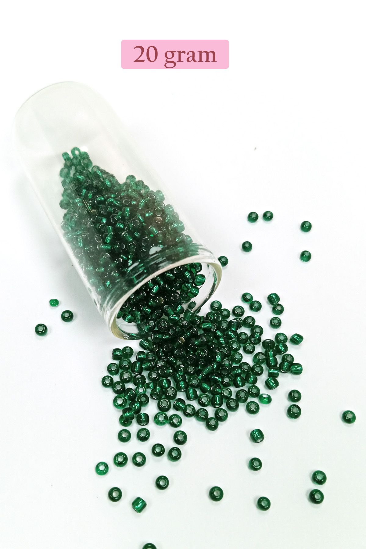 Kapamarka Dökme Cam Kum Boncuk (8/0) 3 mm - 20 Gram - Koyu Yeşil - BNC146