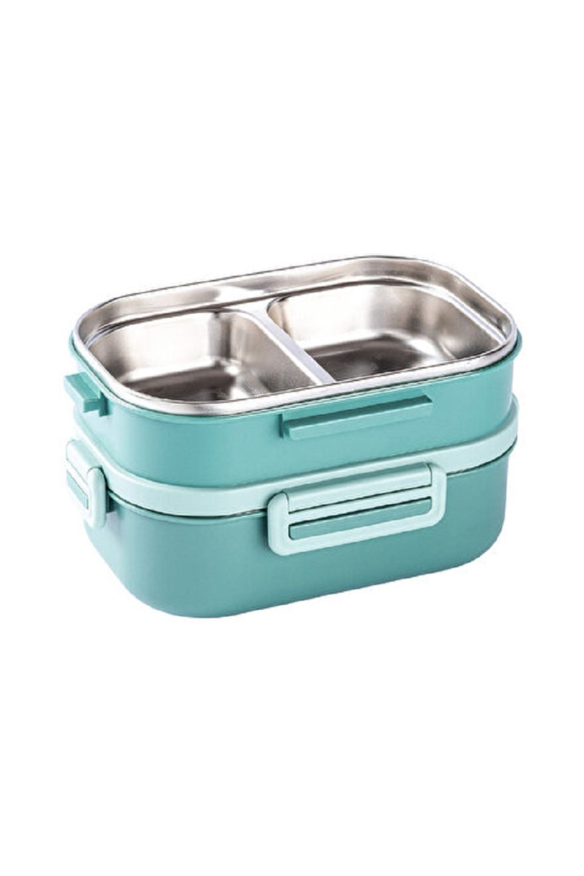 PeriStore-Stainless Steel Rectangular Food Carrying Container - 2 Layers with Spoon and Fork, 1.65 Lt 1