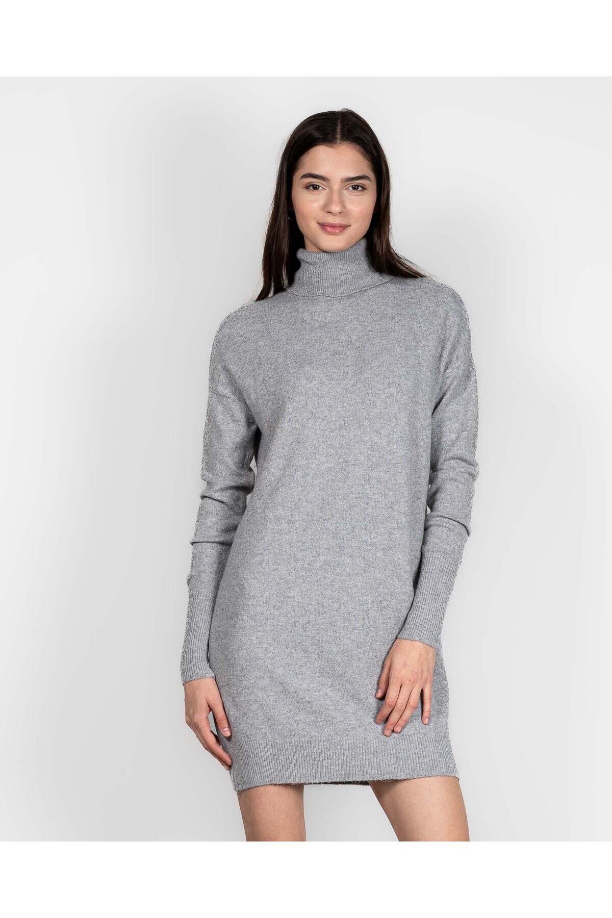 Miniprix-Short knit dress with turn-down collar 24MKF05041 2