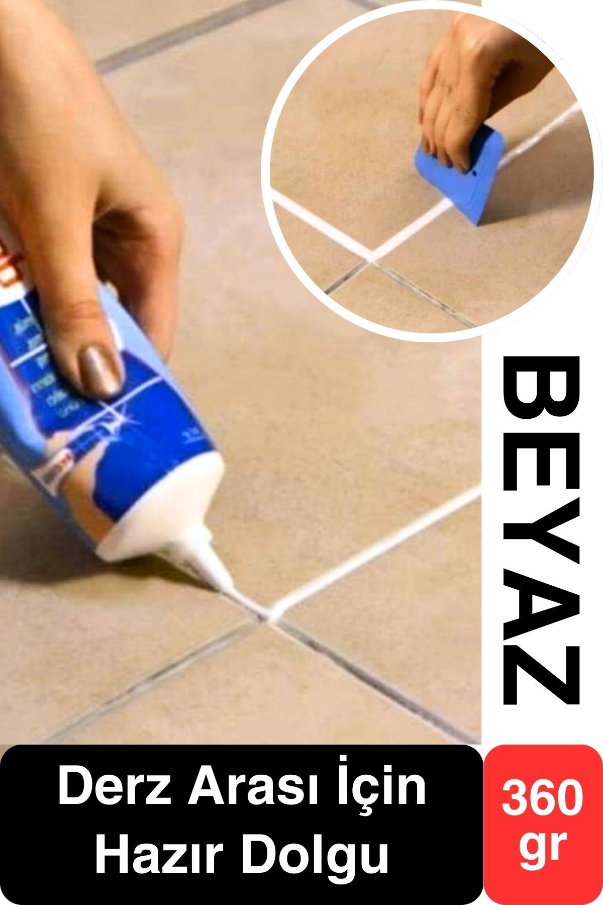 Svein Premium Fayans Arası Beyaz Hazır Derz Dolgu Gaga Uç Tüp Mermer Mutfak Banyo Zemin Duvar Onarıcı