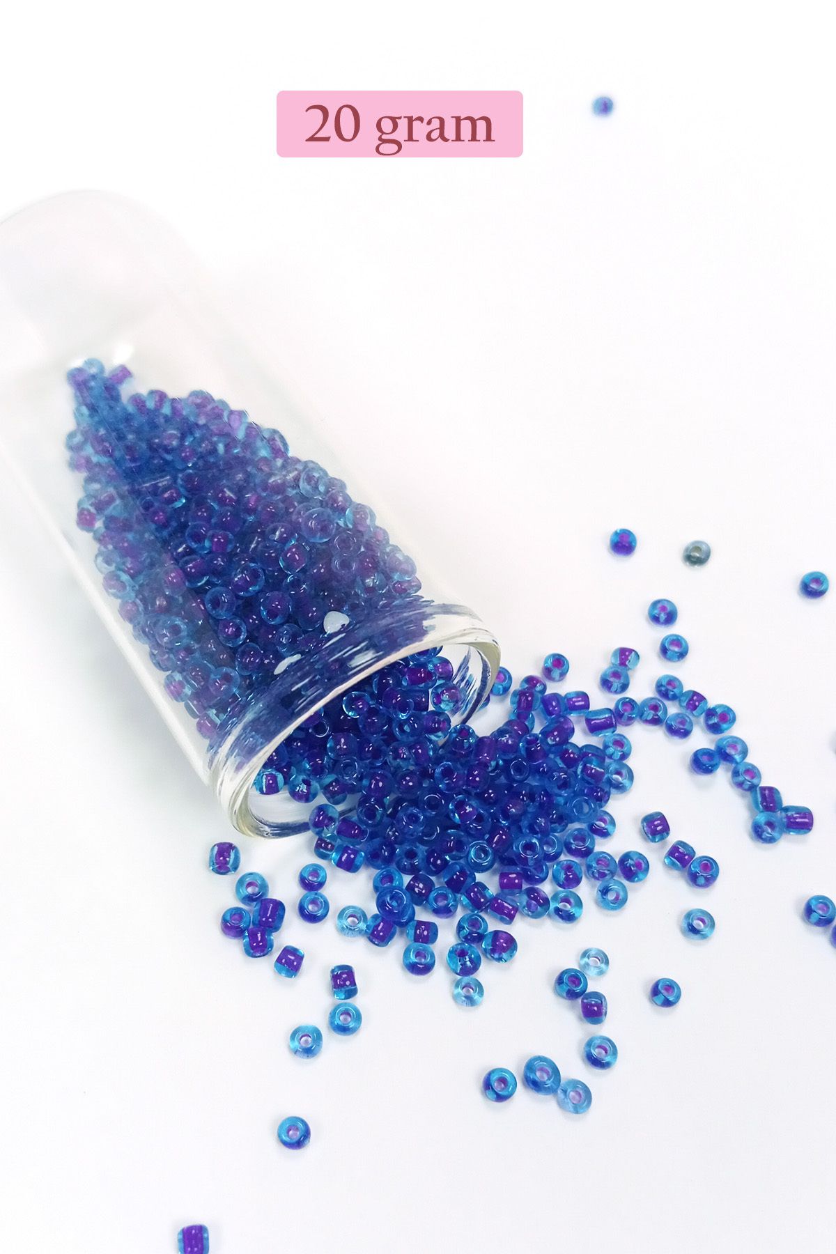 Mu Art Dökme Cam Kum Boncuk (8/0) 3 Mm - 20 Gram - Şeffaf Koyu Mavi - Bnc161