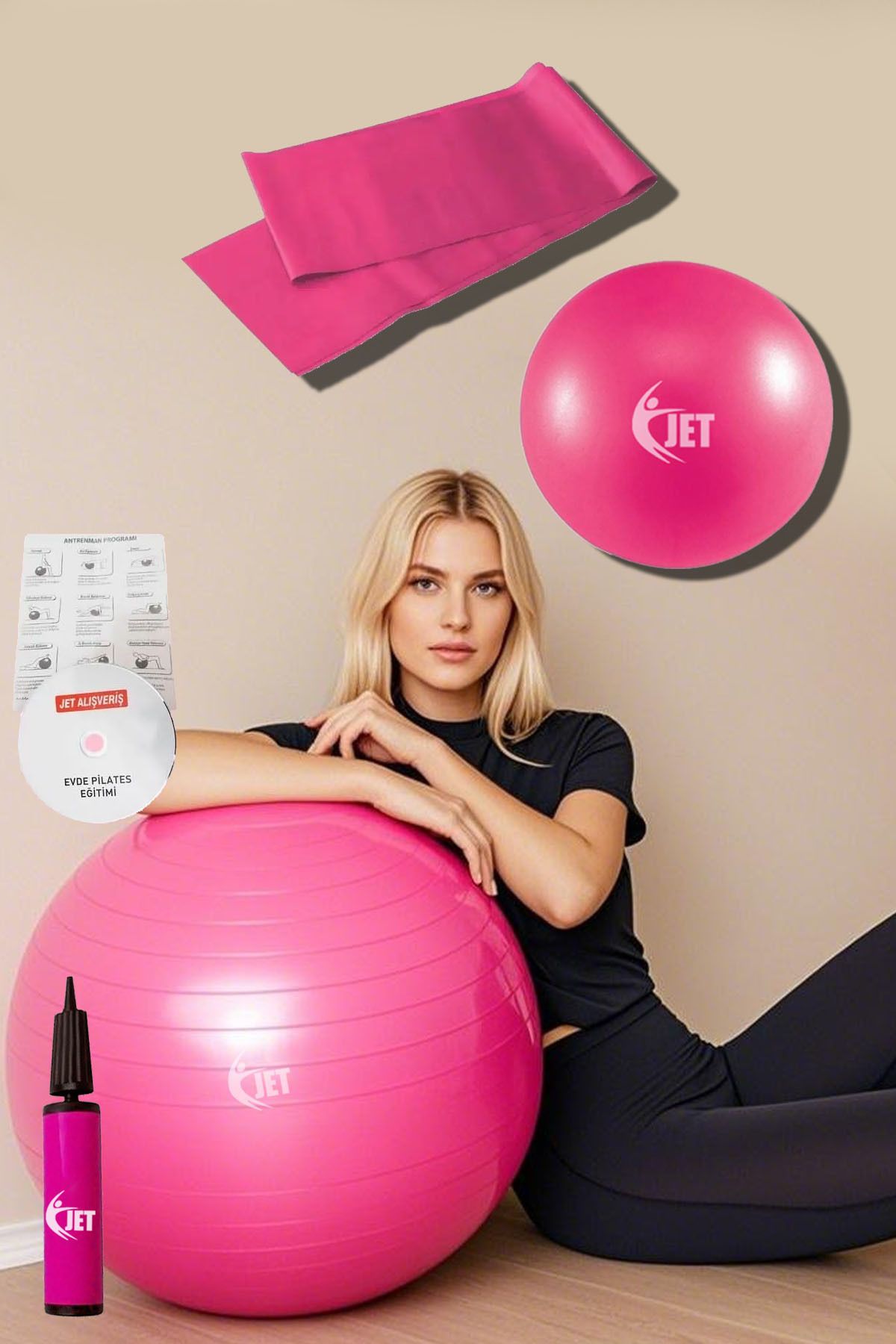 Jet Evde Pilates Seti 6 Parça Salon & Ev Pilates Ekipmanları Plates Topu Direnç Bandı Set