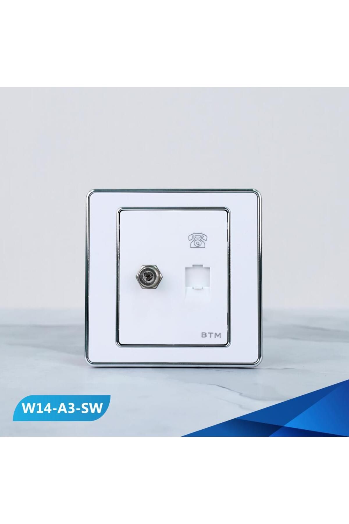 Btm-Telephone port and TV socket, white and silver -10 pieces 1