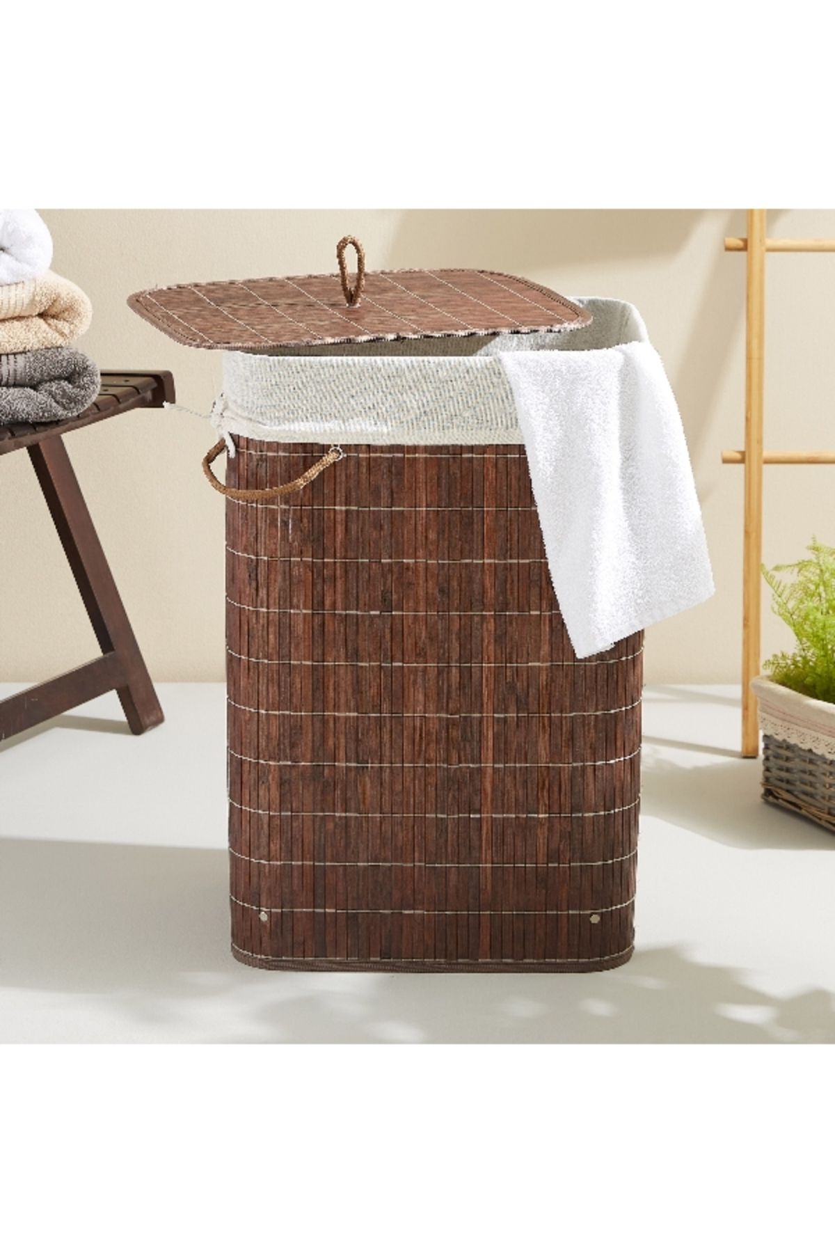 Home Box-Knock Down Rectangular Bamboo Laundry Basket 2