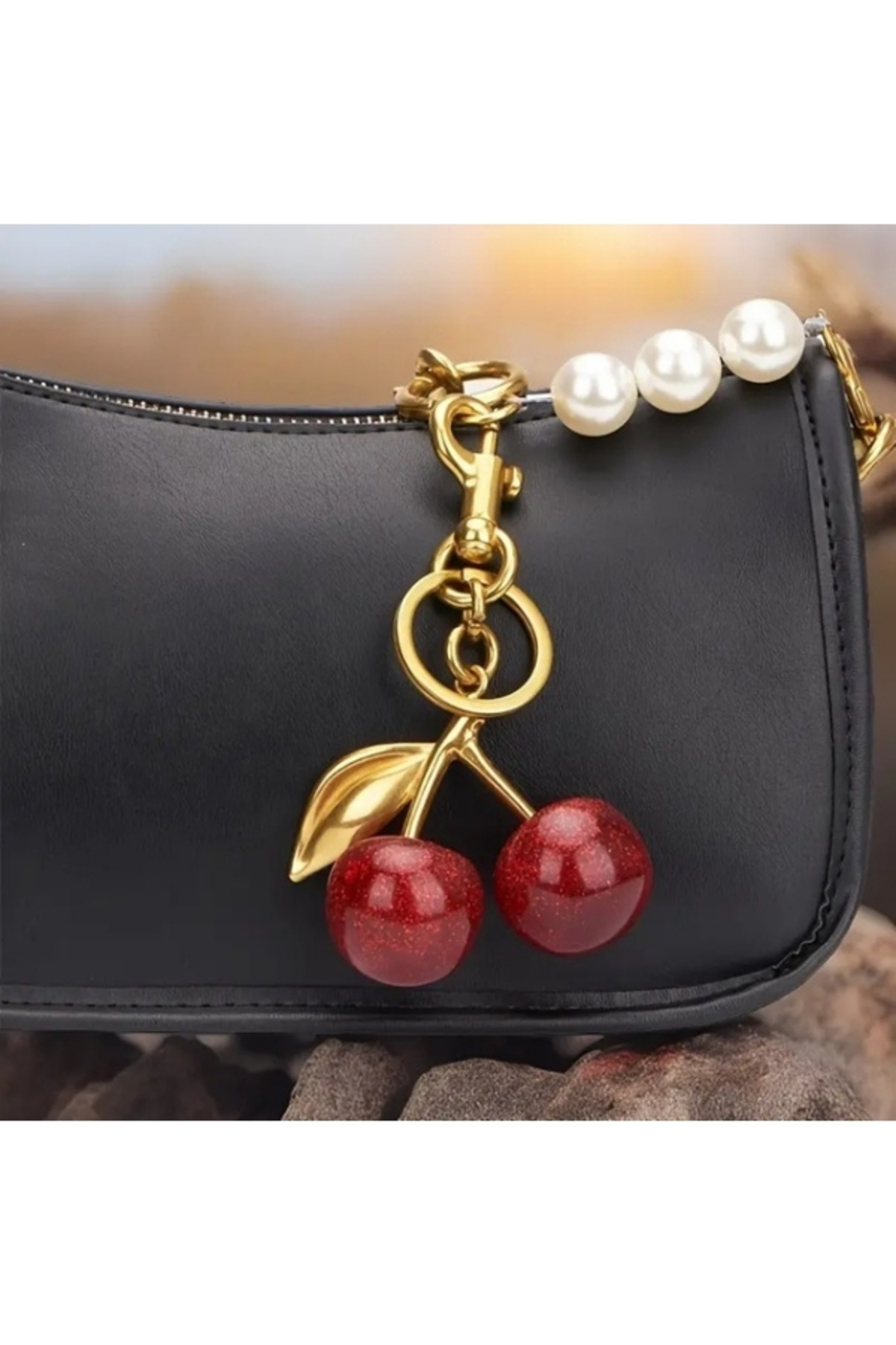 Halımax-Shimmering Cherry Fruit Bag Charm Gift Keychain Red Bag Accessory Backpack Ornament 1