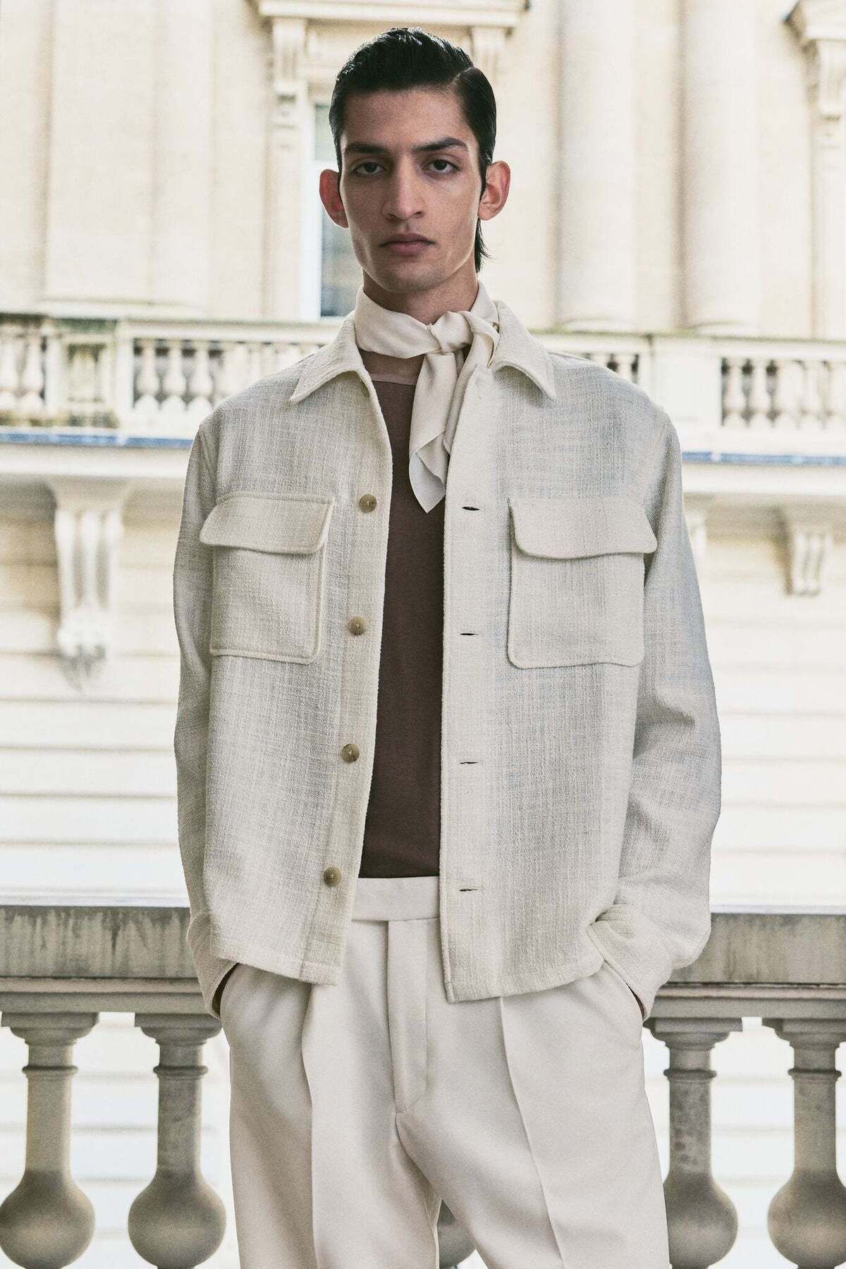 H&M-Regular Fit Textured-weave overshirt 1