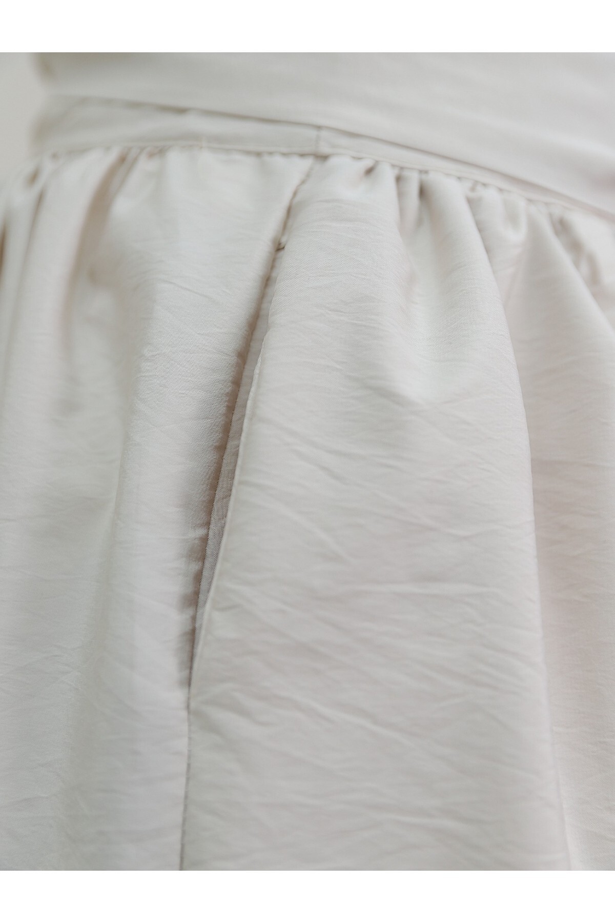 Modamorfo  Piliseli Kemerli Paraşüt Etek -Bej - Görsel 3