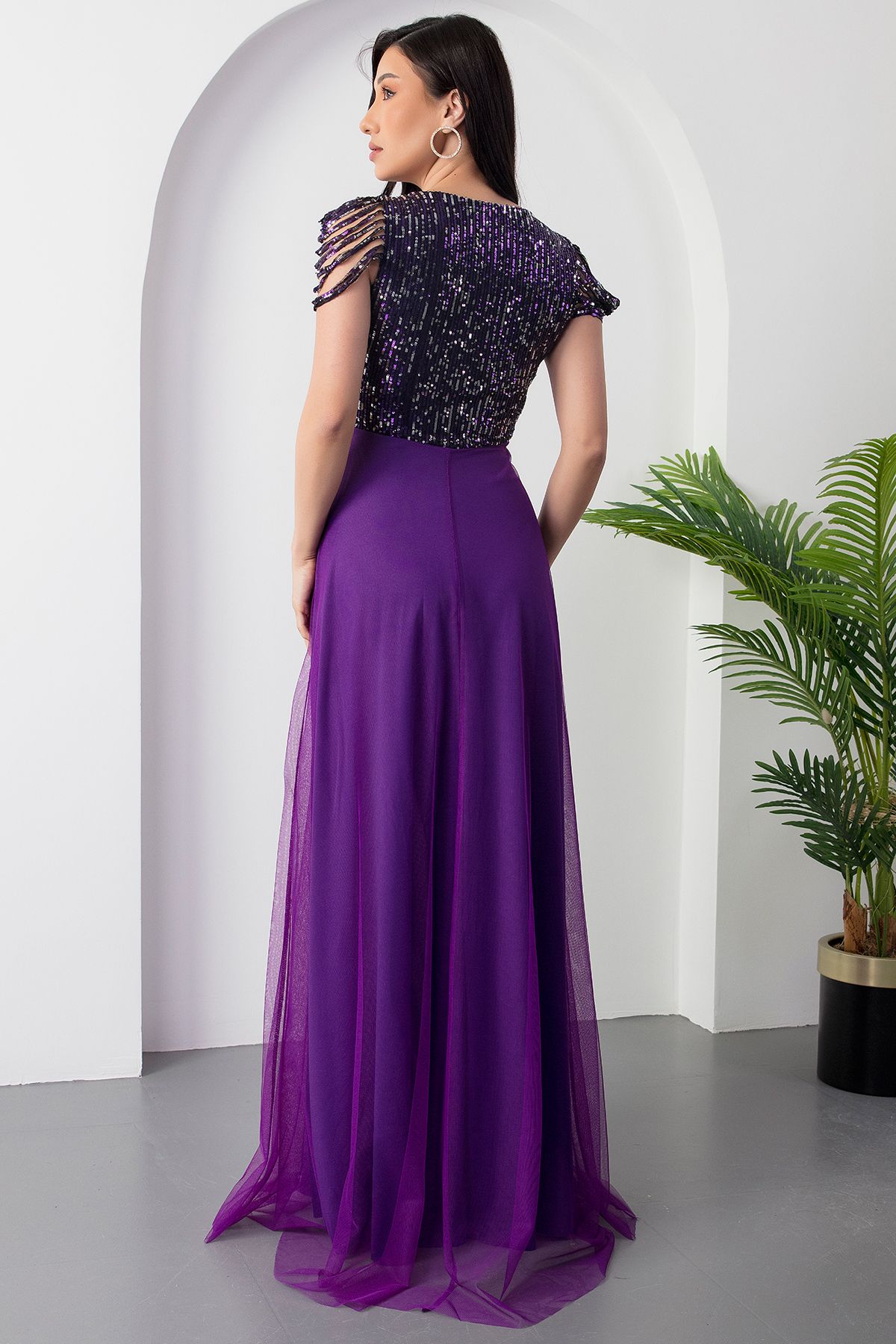 PULLIMM-Top Paiete Paiete Șase Tulle Rochie Lungă de Seară 13118 7