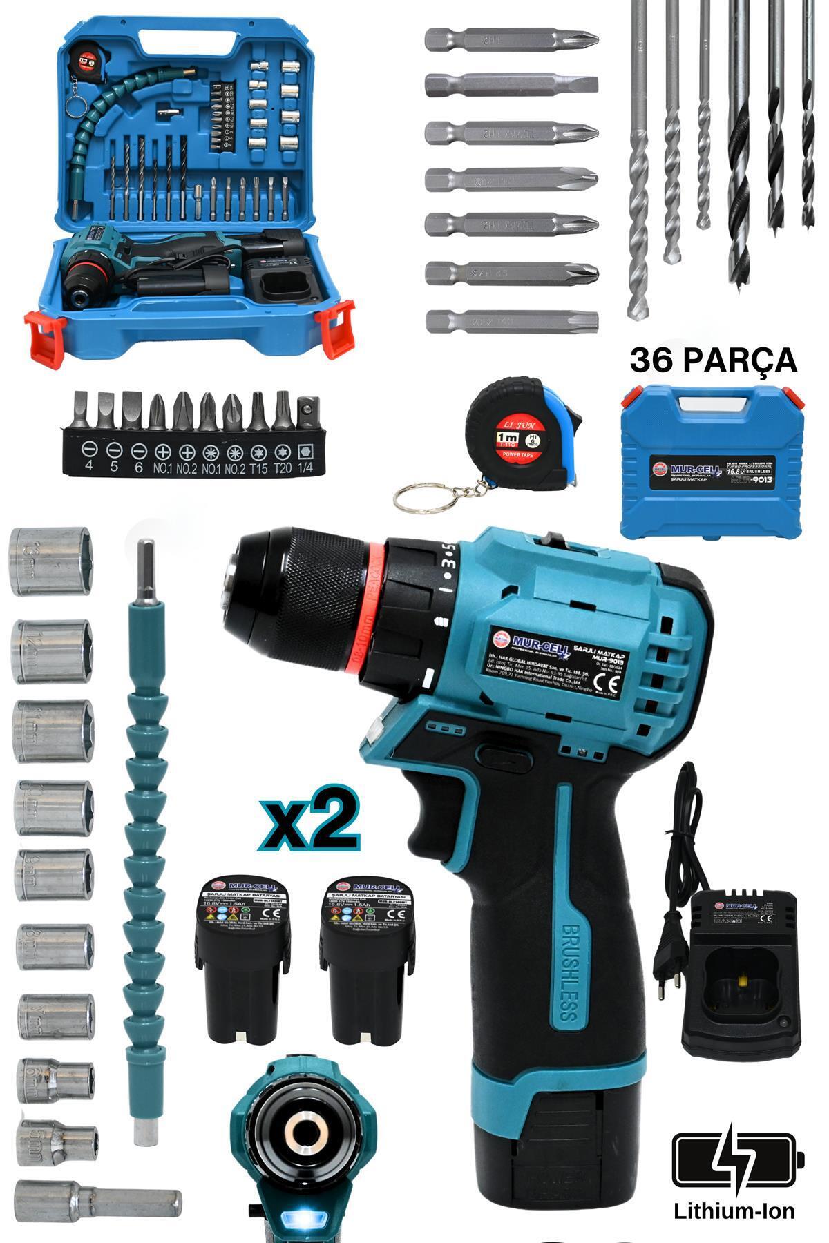 MUＲＲAL Mur-Cell Mur-9013 16,8v Kömürsüz Motor Çelik Mandren 36 Parça