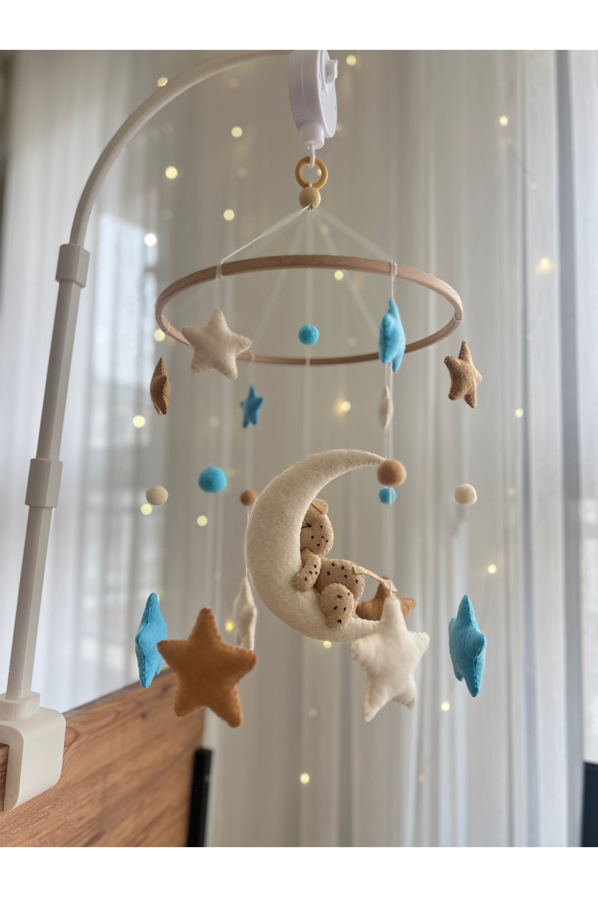 SefDen Lazer Kesim Atölyesi Dönence (Müzikli) Pars panter leopar figürlü erkek bebek beşik süsü müzikli dönence fotoğrafı 2 (önizleme)