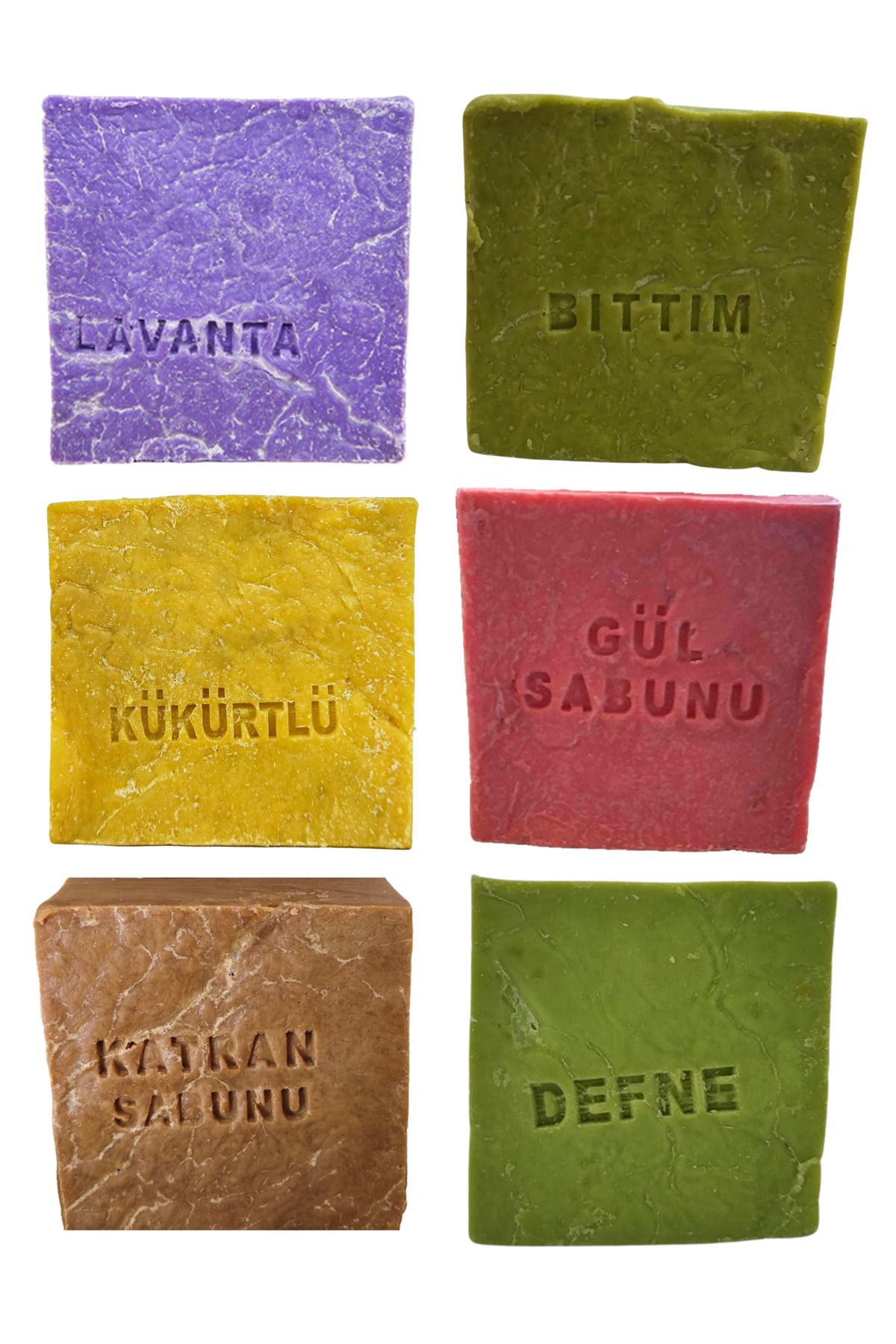 ASTERA-Set of 6 Natural Soaps Handmade (Lavender + Bıttım + Sulfur + Rose + Tar + Laurel) 1