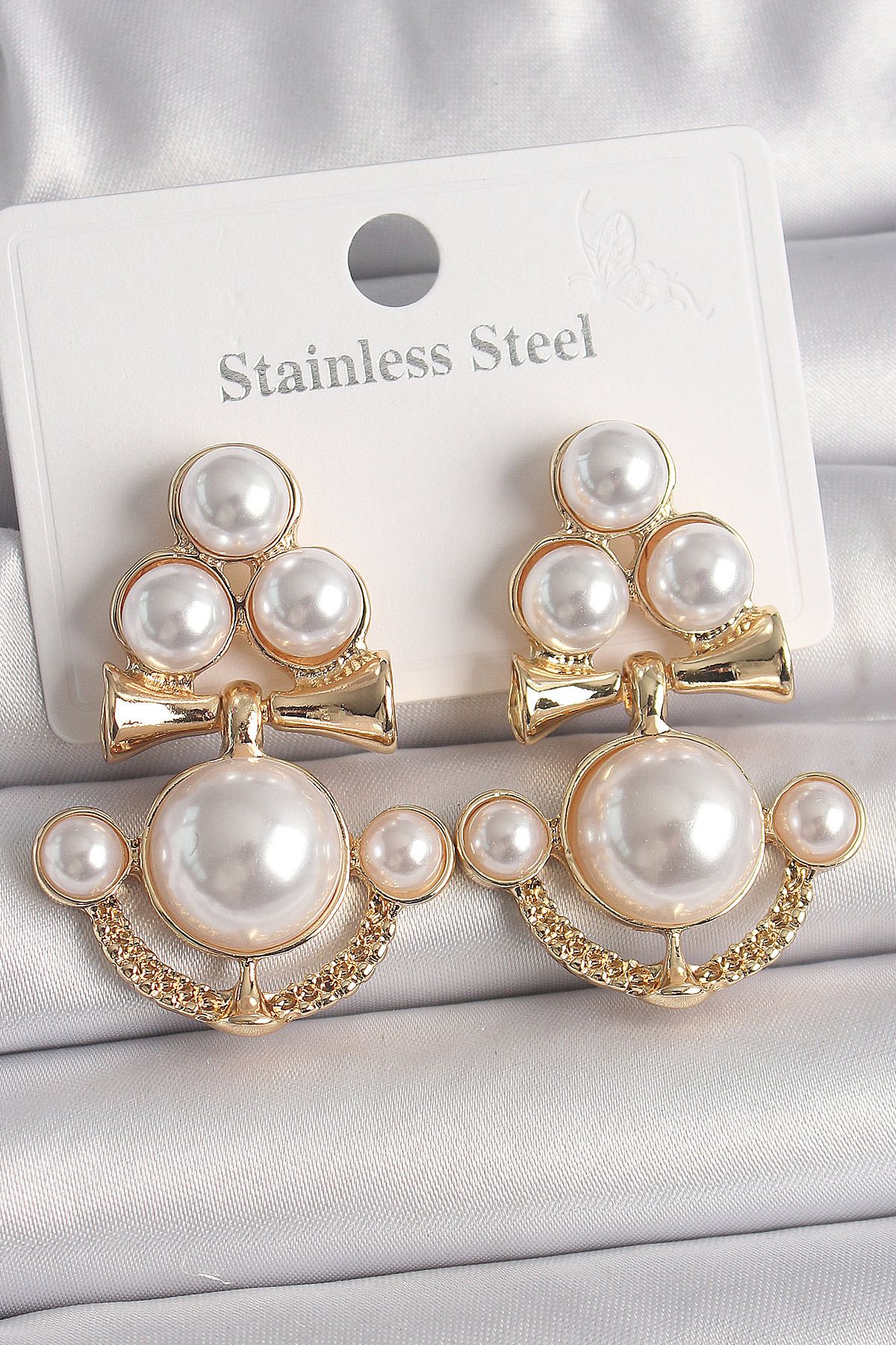 New Things Pirinç Gold Renk İncili Çapa Model Kadın Küpe