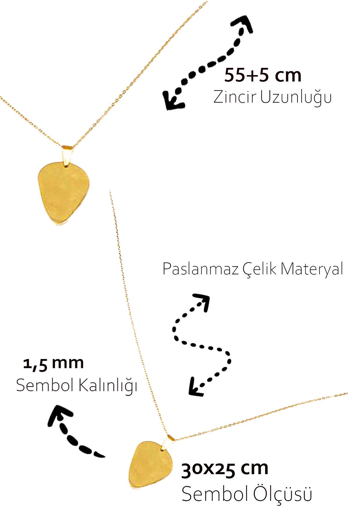 BEHİYE-Behiye - Chain Necklace with Plectrum Figure - Stainless Steel - in Special Gift Package 6