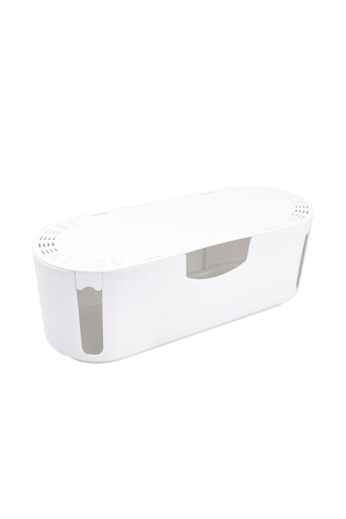 Mikasso-Cable Hiding Organizing Box, Cable Socket Storage Box, Decorative Cable Organizer White Evera23 1