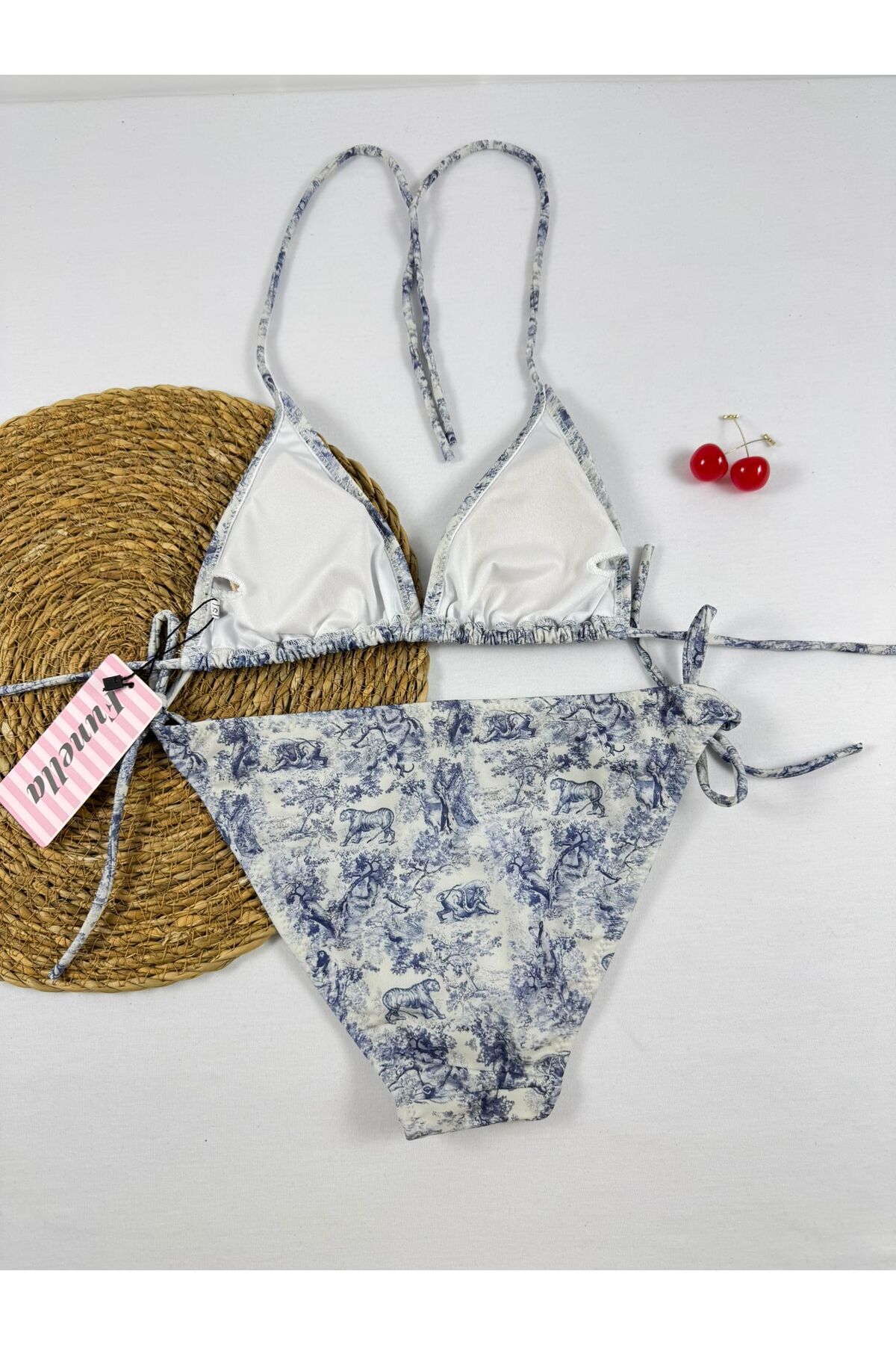 FUNELLA-Triangle Blue Bikini Set with Patterns 3