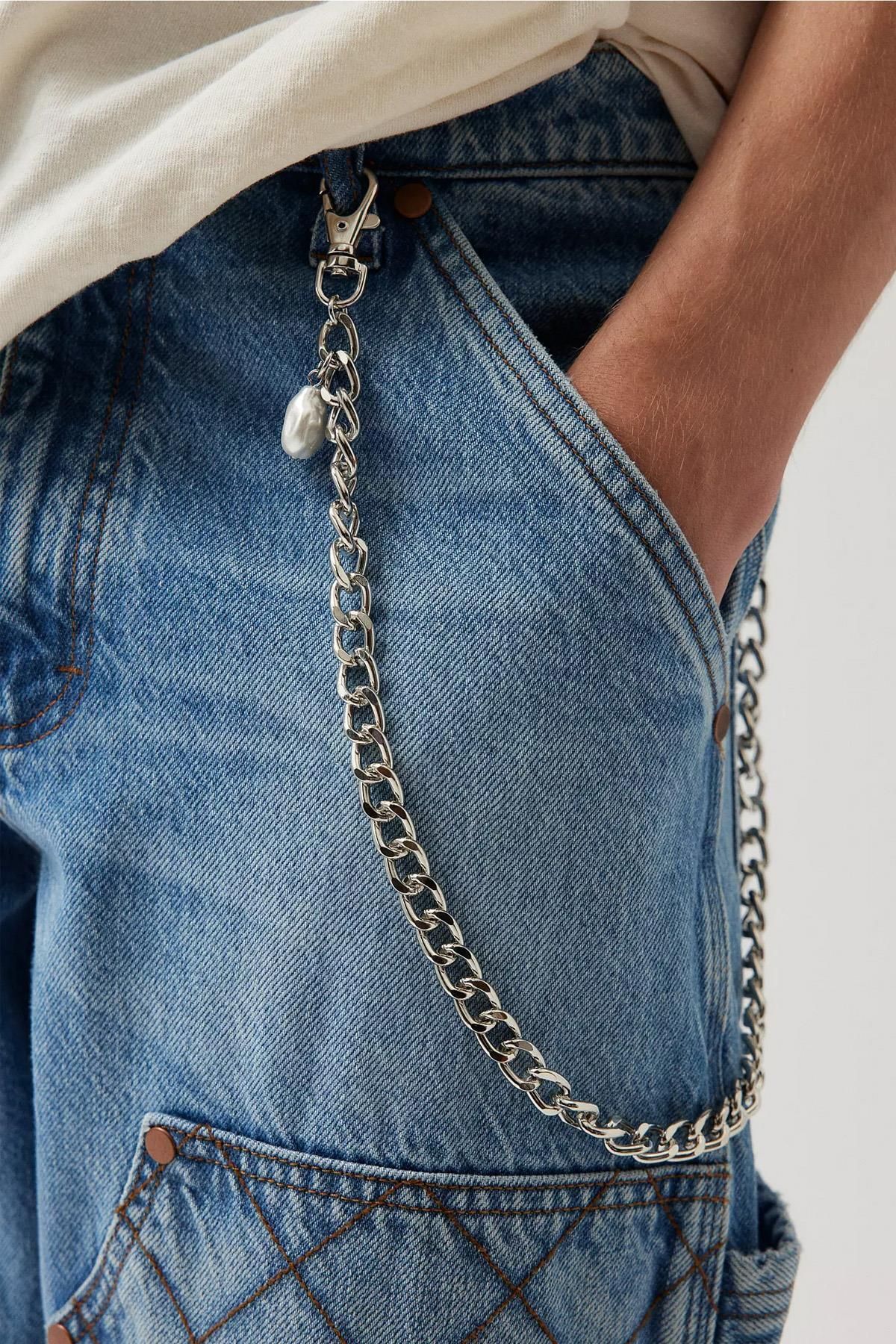 New Obsessions-Pearl Decorated Thick Wallet Chain and Pantalon Accessory 1