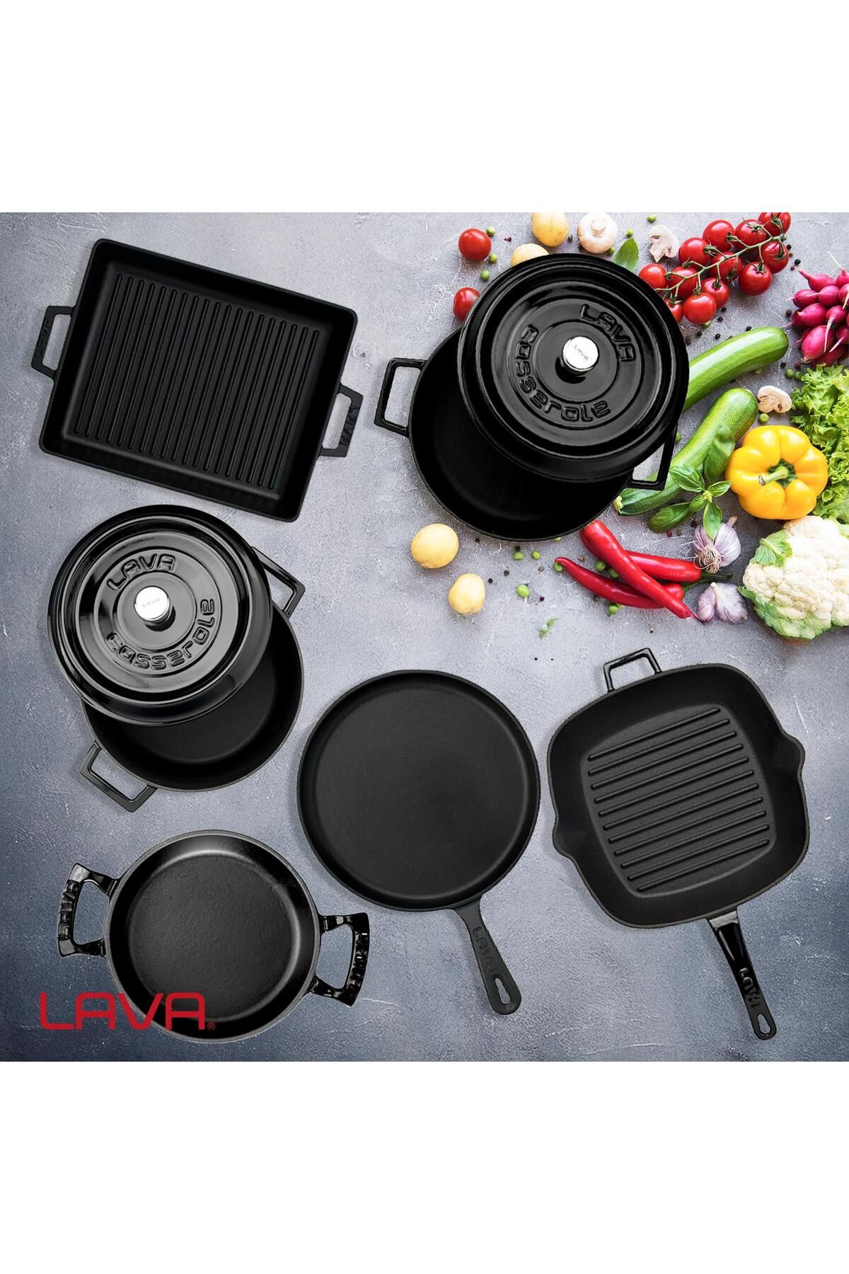 Lava-Cast Iron 6X Trendy Series 8 Piece Cookware & Pans Set 8