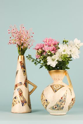 hmydesign Festin 2'li Handmade Dekoratif Seramik Vazo