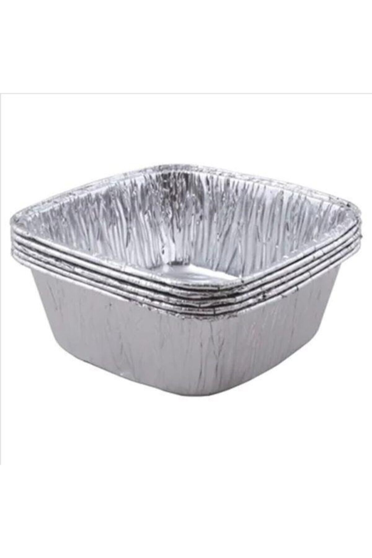Mikasso 100 Adet Alüminyum Sütlaç Kasesi,11x11x4.3cm Standart Aşüre Kabı 1 Porsiyon 280g Kare Alüminyum Kase