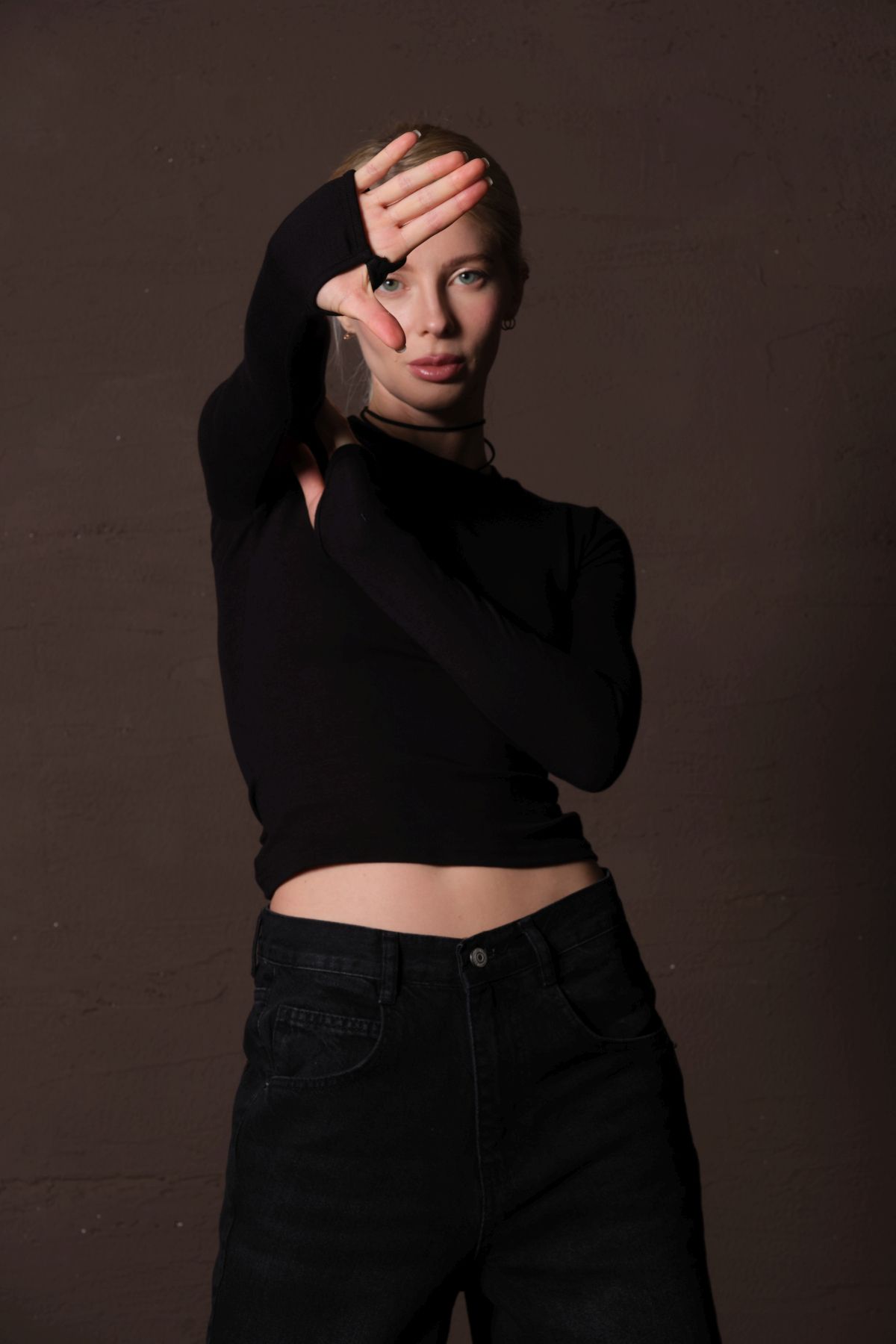 Domoda-Black Viscose Breathable Flexible Crew Neck Soft Long Sleeve Women's Blouse @Palencia 7