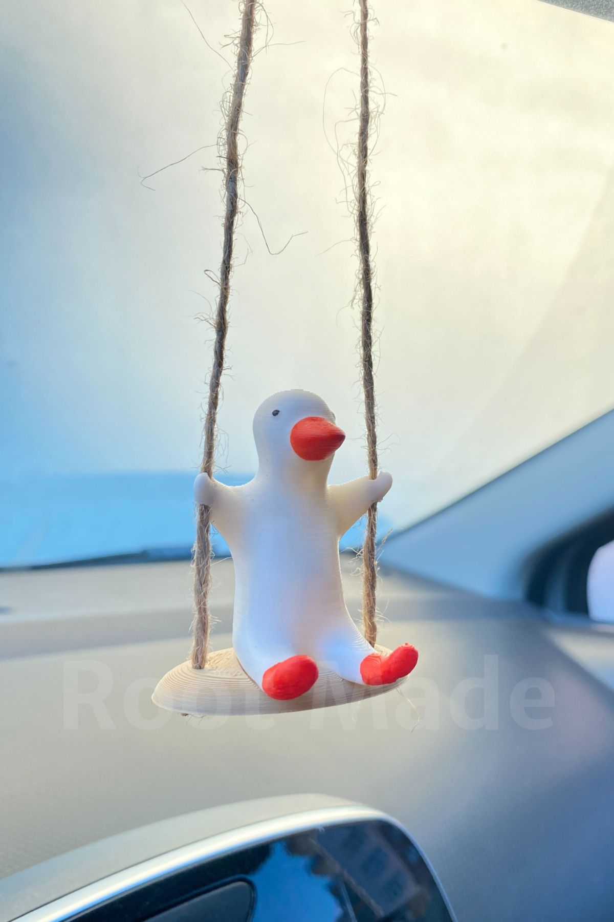 Root Made-Swinging Duck Rearview Mirror Ornament Vehicle Accessory Duck on the Swing Vehicle Ornament 7