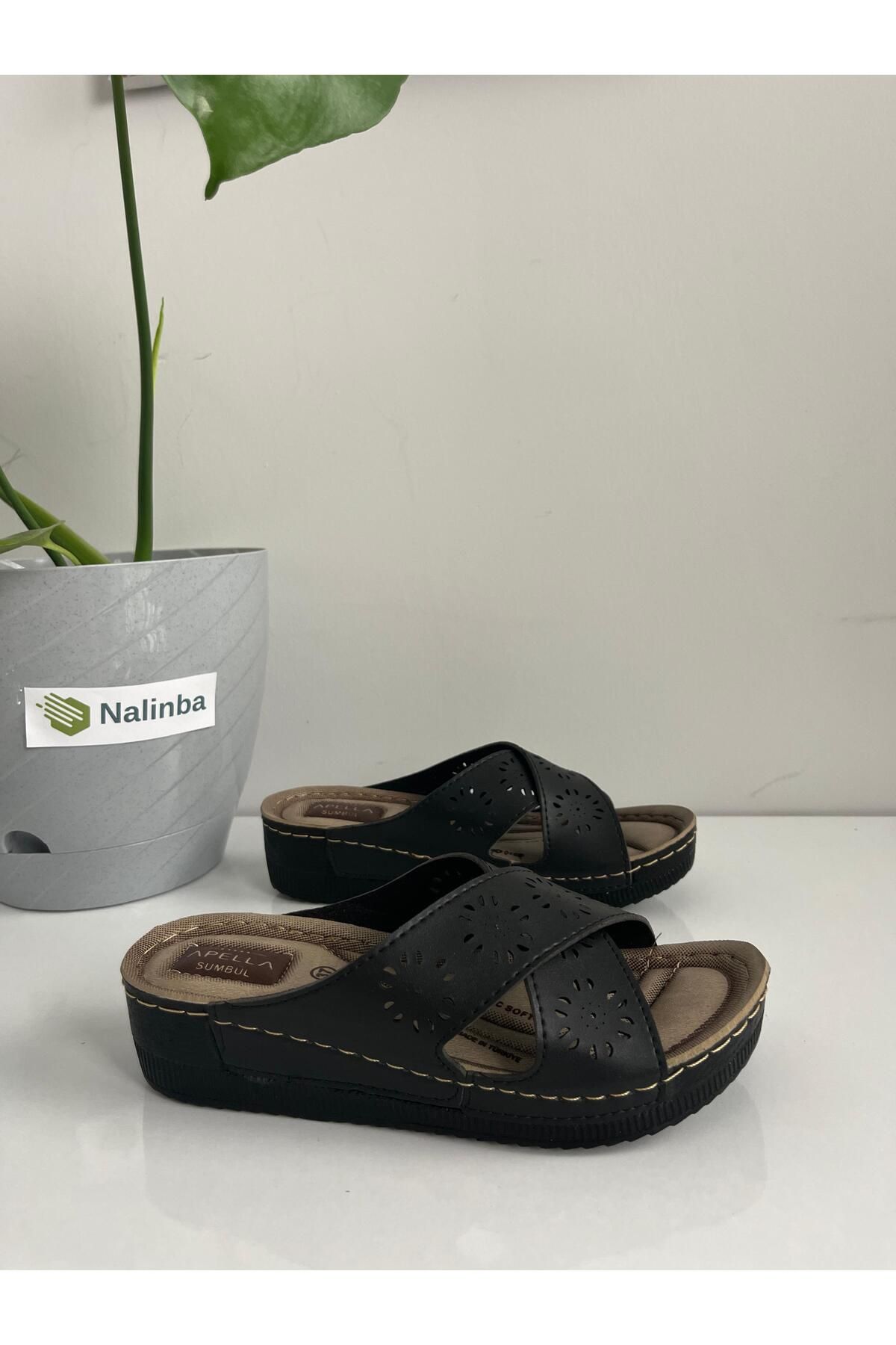 Apella-Full Orthopedic Mother Slippers - Cross Detailed Pattern 3