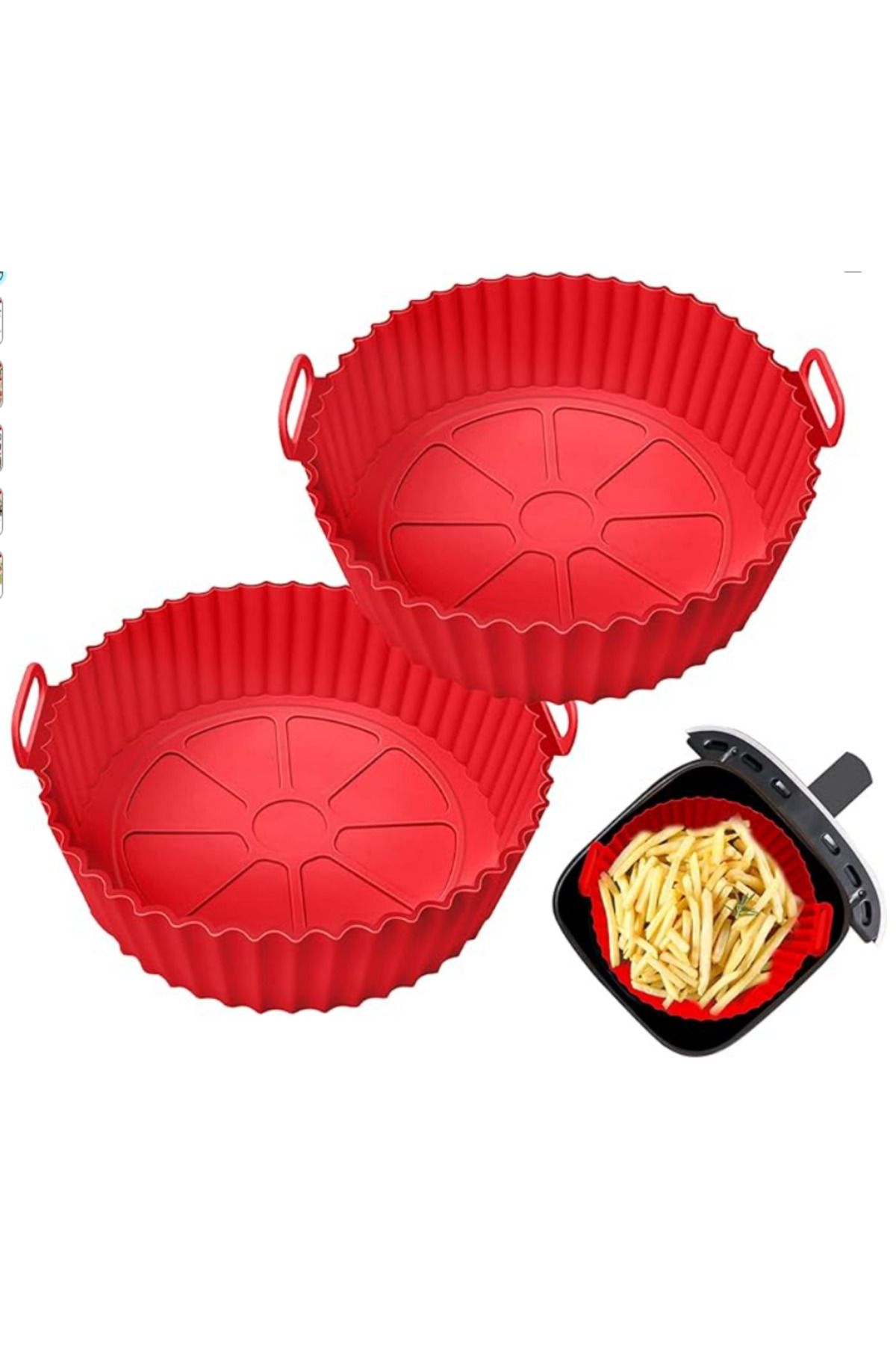 Mikasso Airfryer %100 Silikon Kek Kalıbı ve Yemek Pişirme Isıtma Kabı Yüksek Isıya Dayanıklı L ve XL
