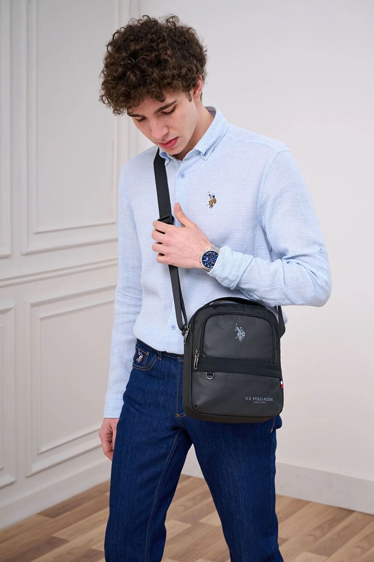 BASE. کیف دستی مردانه کیف مردانه Polo Assn 24499 Messenger BLACK U.S. Polo Assn.