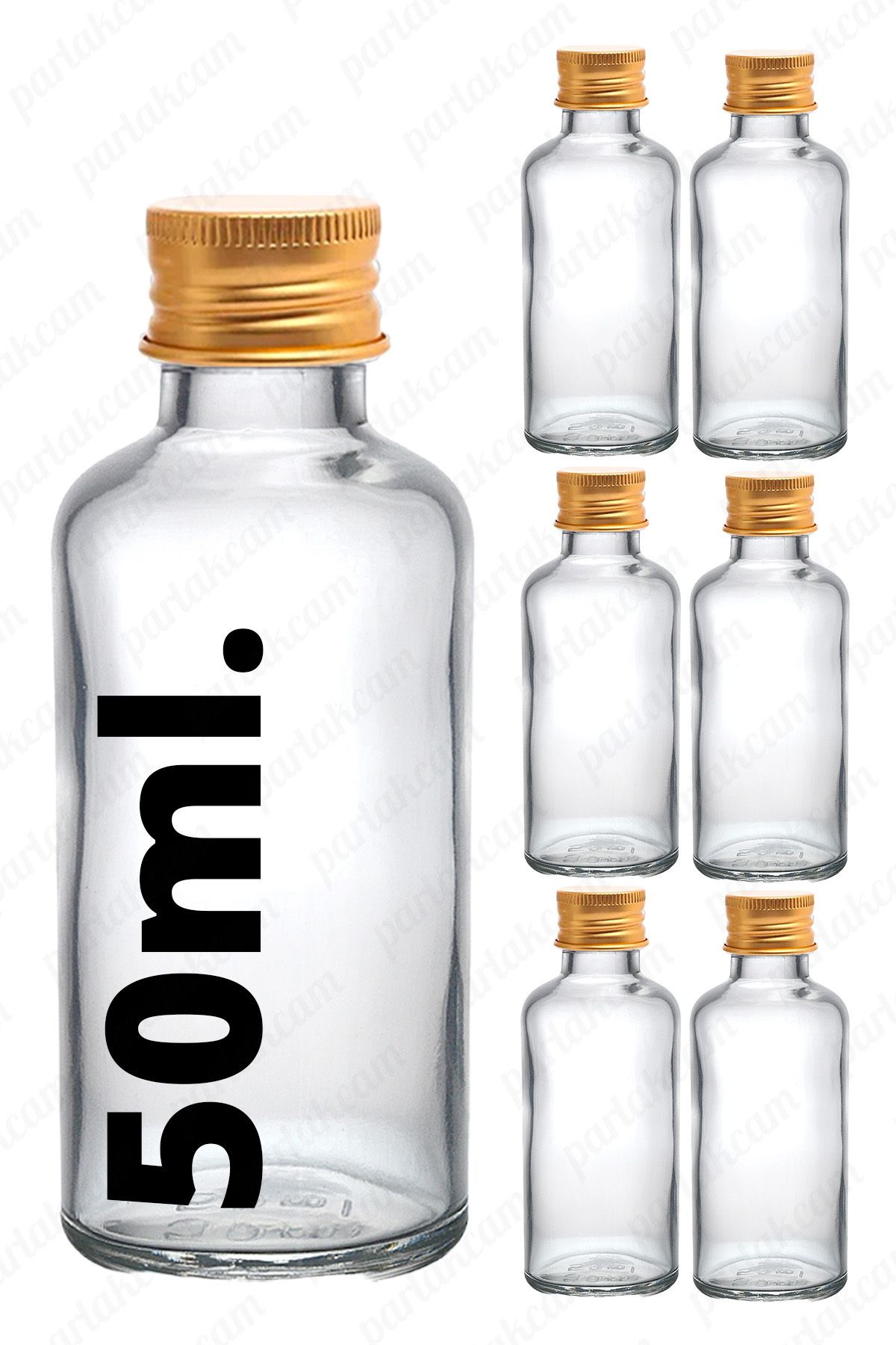 Mikasso 50ml Gold Kapaklı Şeffaf Cam Shot Şişesi Kolonya Esans Sıvılara Uygun Söz Ve Nişan Hediyeliği 6 Adet
