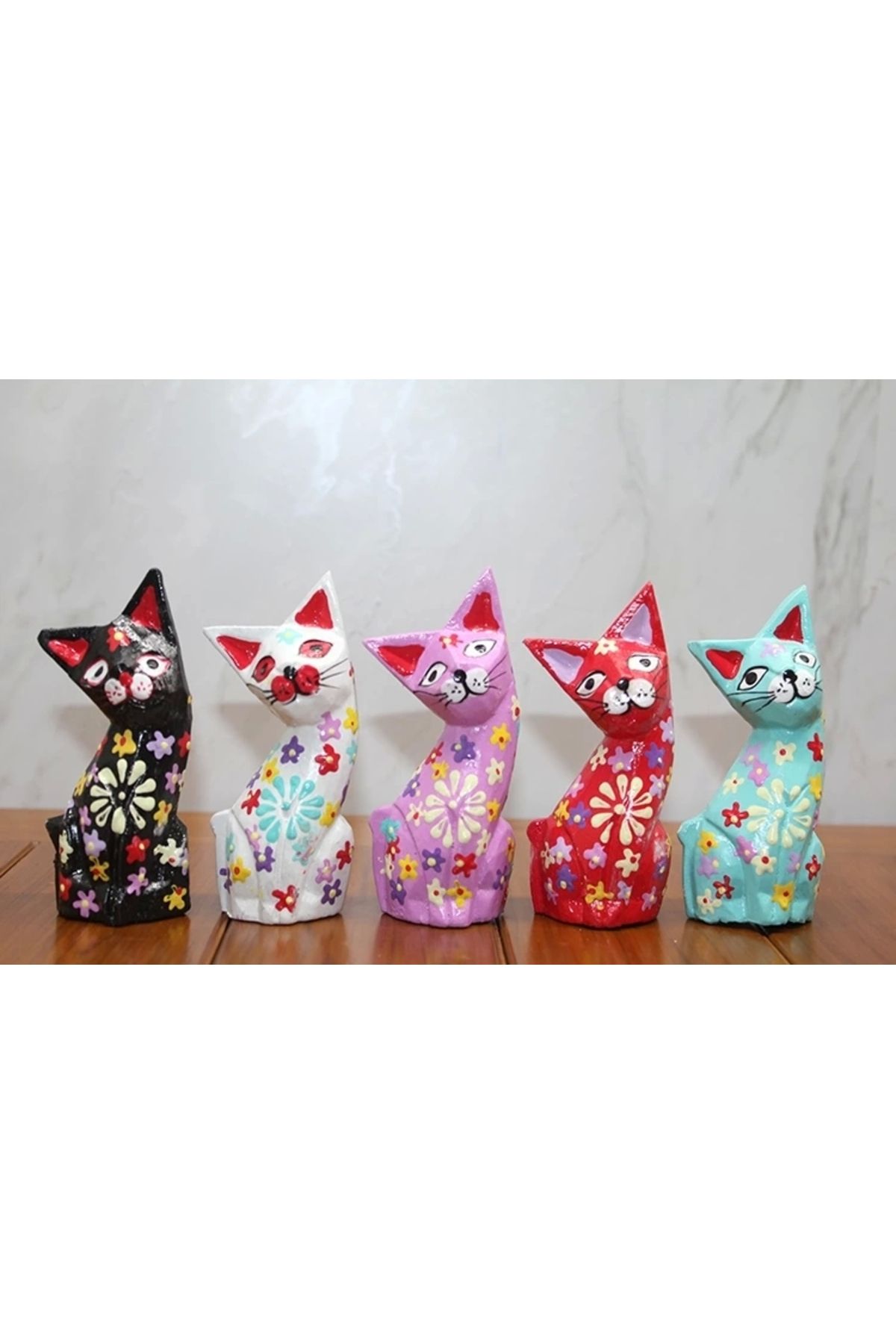 shopwave Ahşap 5'li Kedi Seti Polos:7
