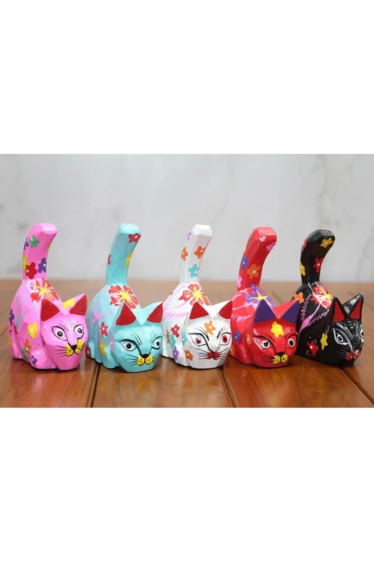 shopwave Ahşap 5'li Kedi Seti Polos:11