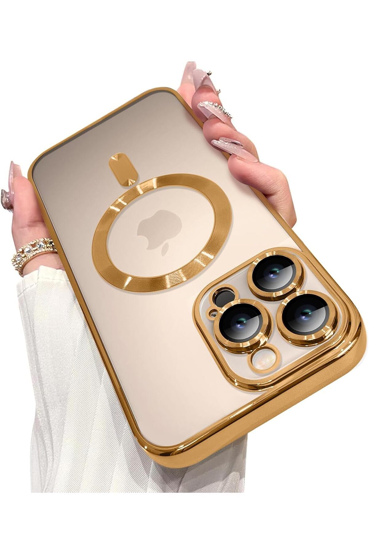 AWH-جراب مغناطيسي لهاتف iPhone 16 Pro Max (6.9 بوصة) مع واقي عدسة الكاميرا، MagSafe، ذهبي 1