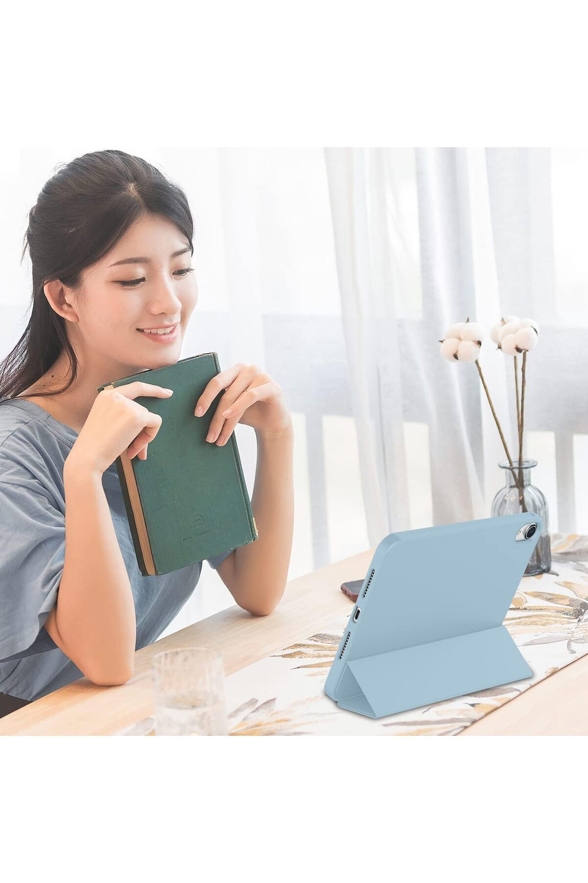 AWH-حافظة iPad Mini 6 مقاس 8.3 بوصة 2021 مع حامل قلم وحامل ثلاثي الطيات وخاصية الإيقاظ/السكون التلقائي - أزرق فاتح 7