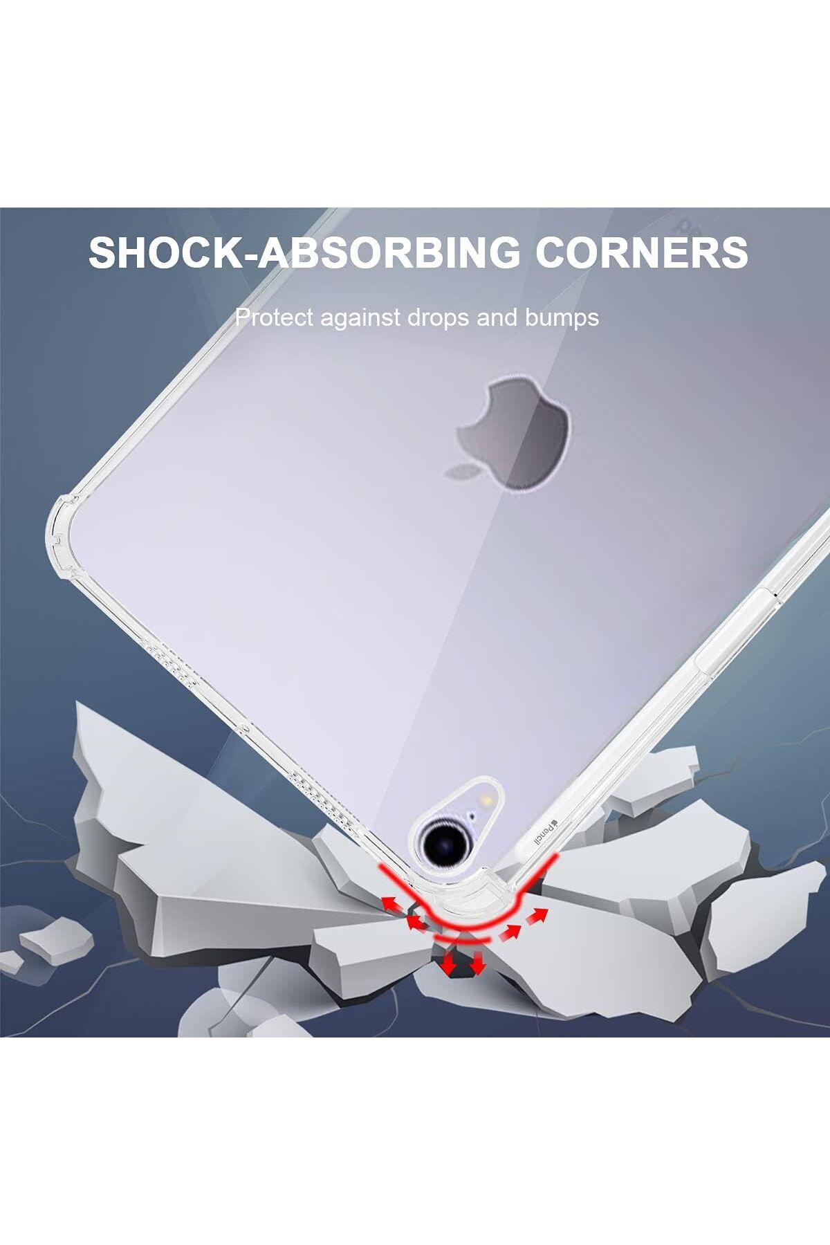 AWH-حافظة شفافة لجهاز iPad Mini 6 (8.3 بوصة 2021)، حامل قلم، يدعم شحن الجيل الثاني، مصنوع من مادة TPU النحيفة 5